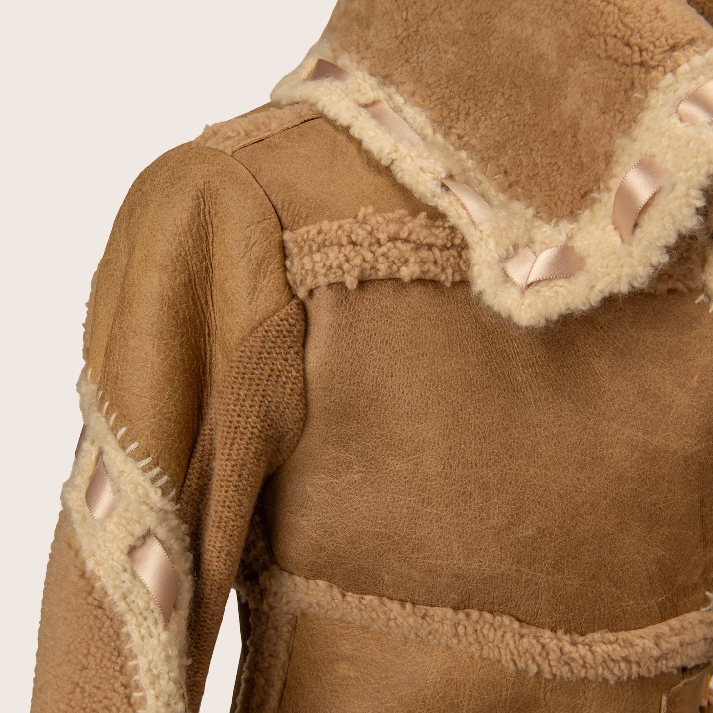 Dior Shearling Coat with Satin Ribbon Details