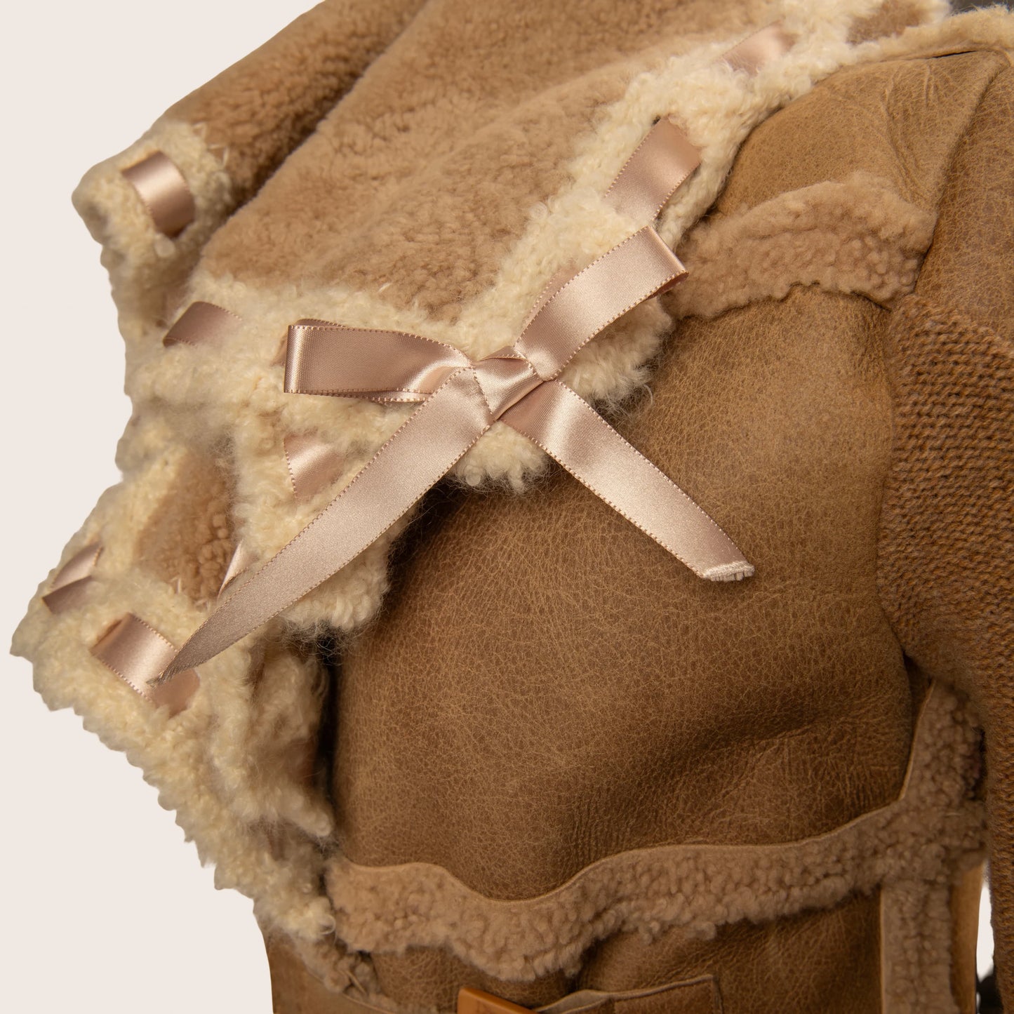 Dior Shearling Coat with Satin Ribbon Details