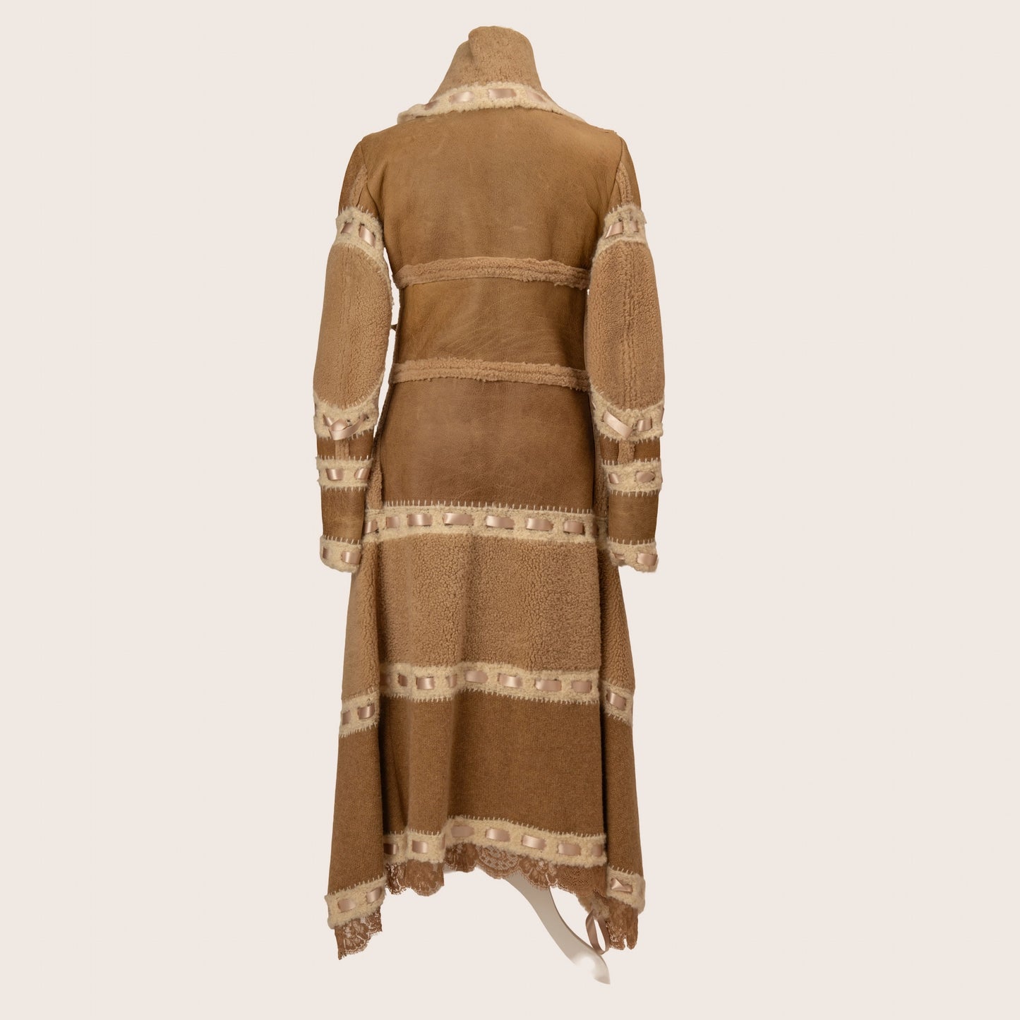 Dior Shearling Coat with Satin Ribbon Details