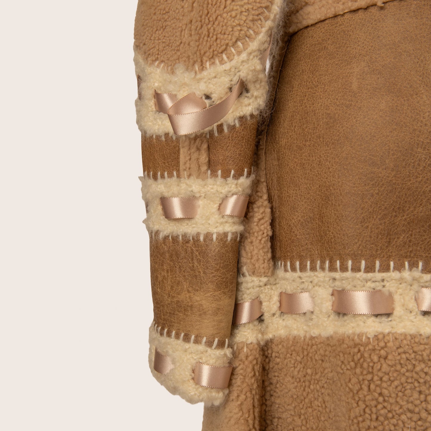 Dior Shearling Coat with Satin Ribbon Details