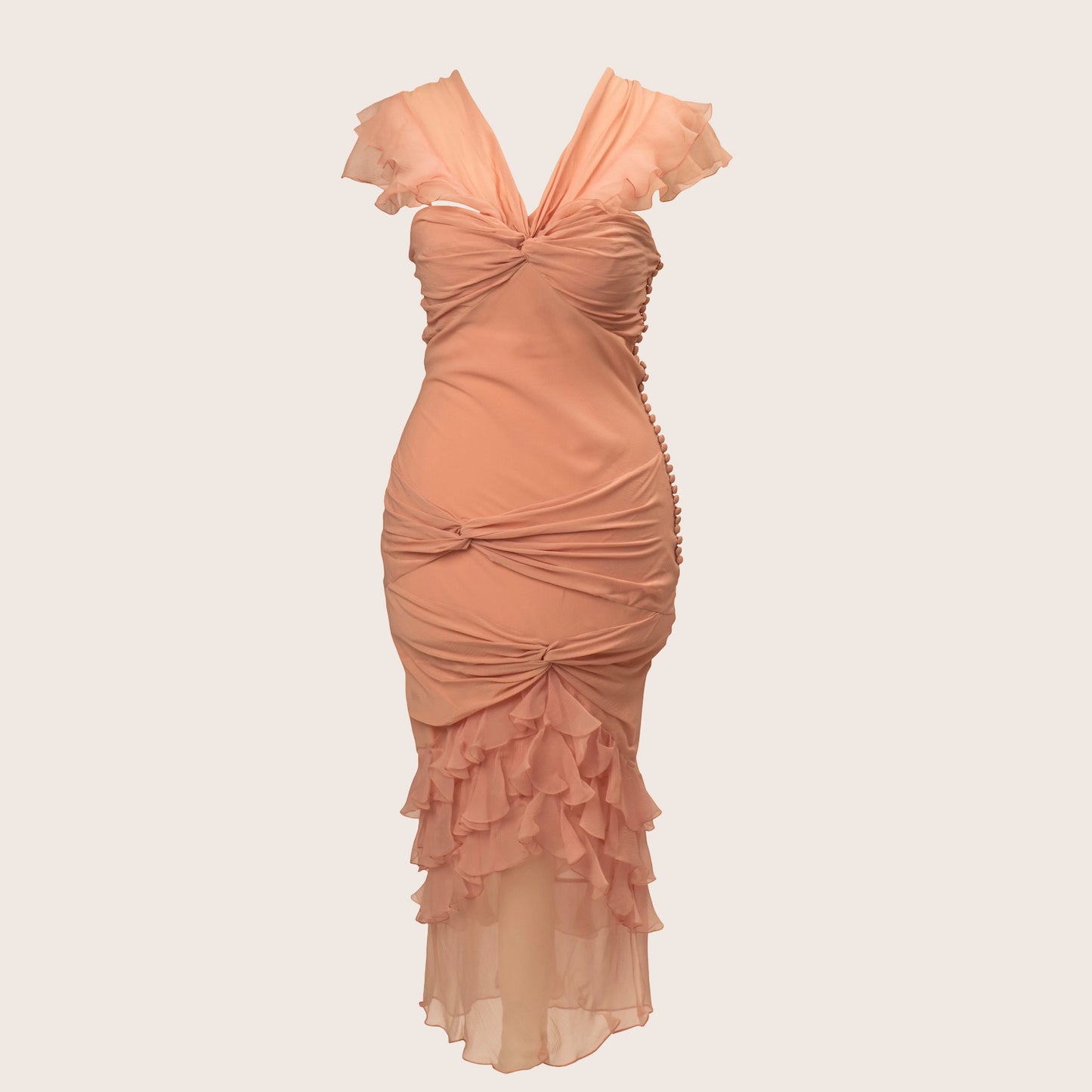 Dior Soft Peach Ruched Dress