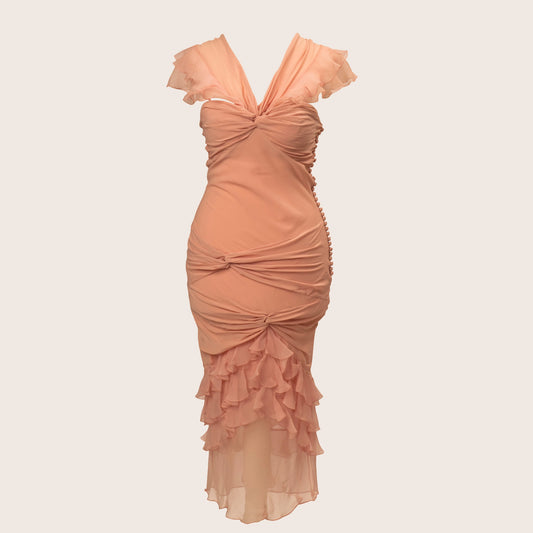 Dior Soft Peach Ruched Dress
