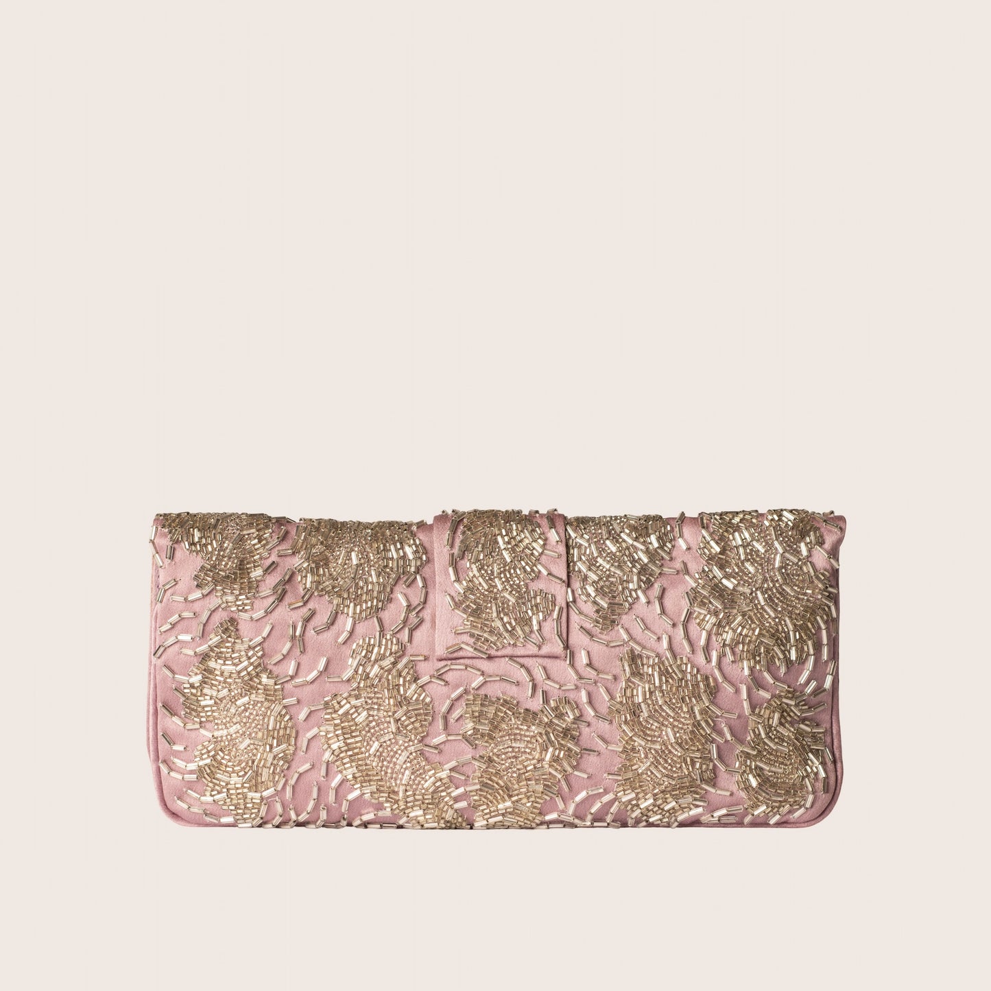 Christian Dior Vintage Pink Silk Beaded Flap Clutch