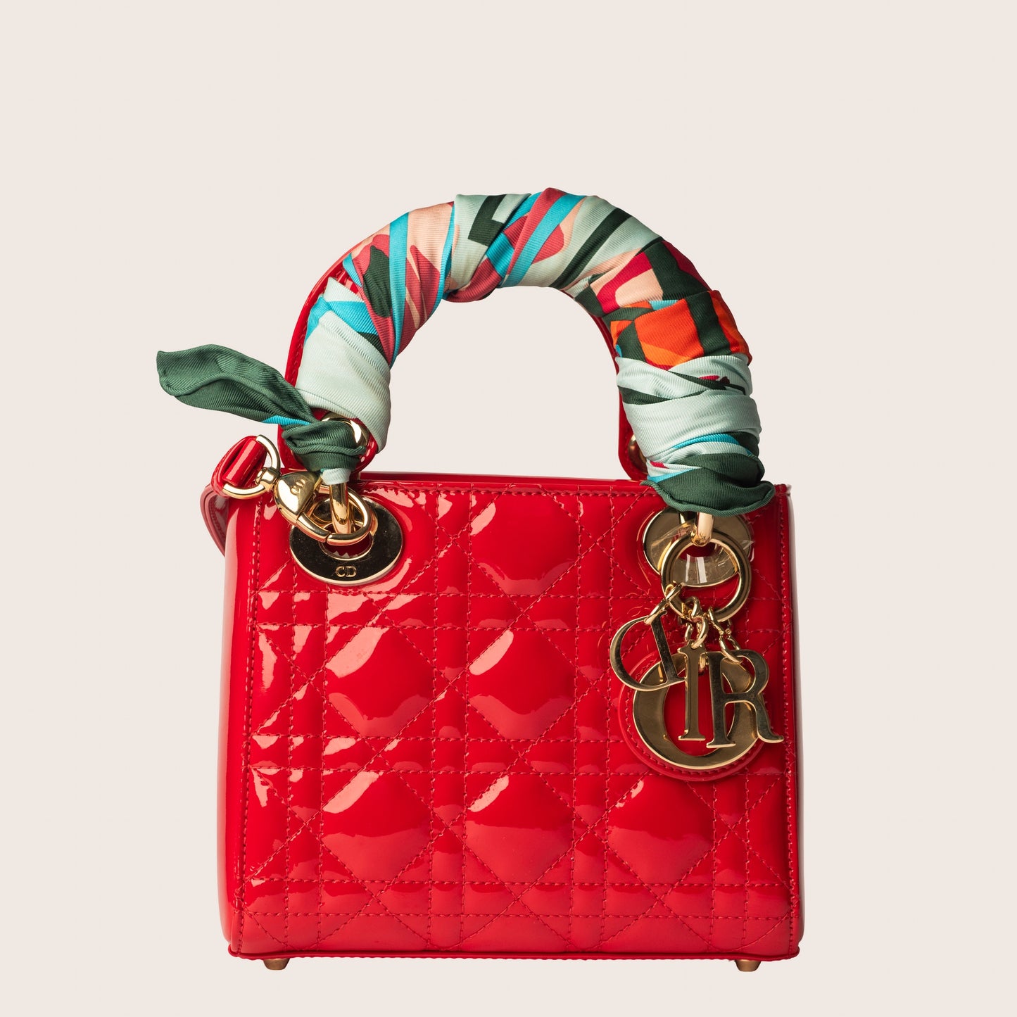 Christian Dior Patent Cannage Mini Lady Dior Red