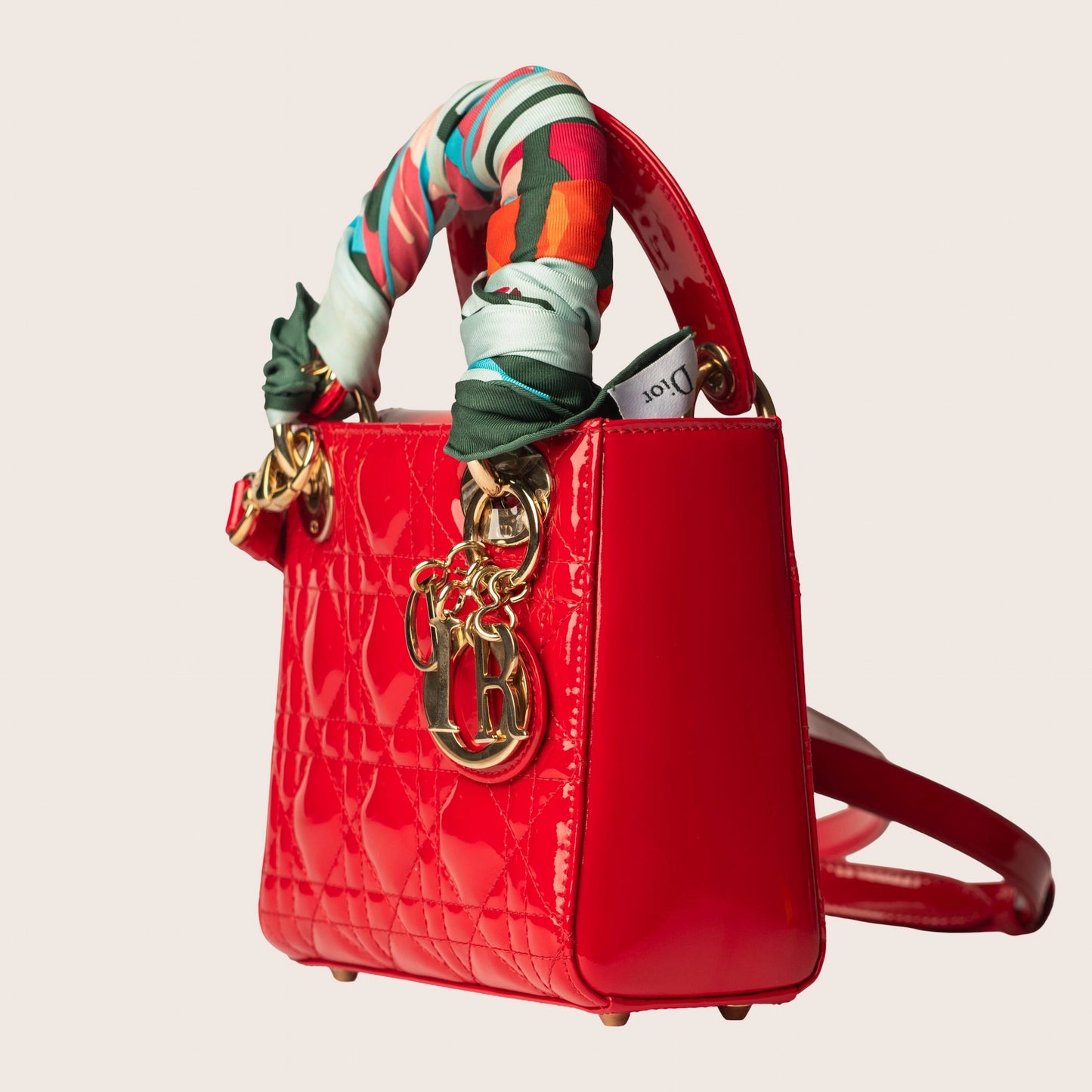 Christian Dior Patent Cannage Mini Lady Dior Red