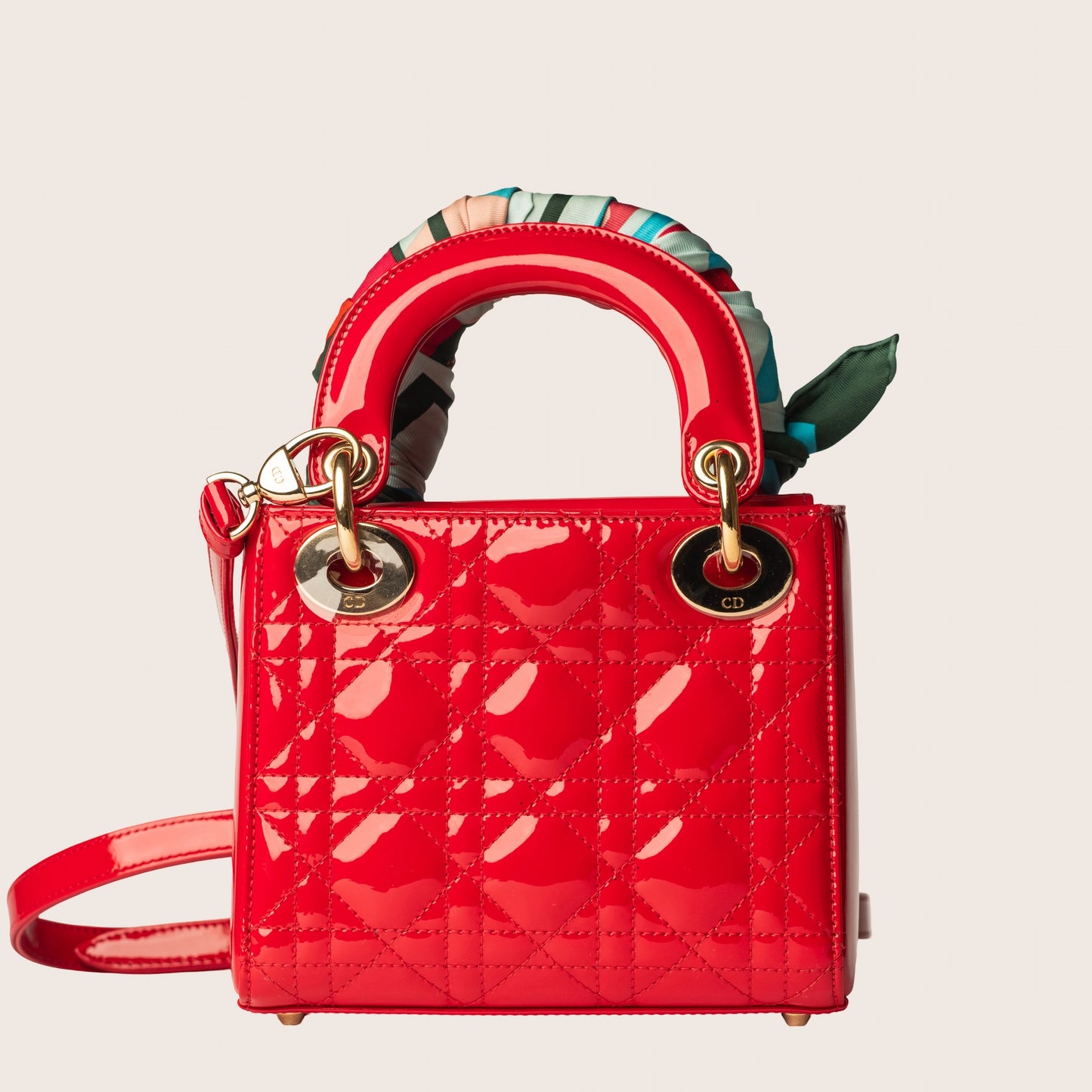 Christian Dior Patent Cannage Mini Lady Dior Red
