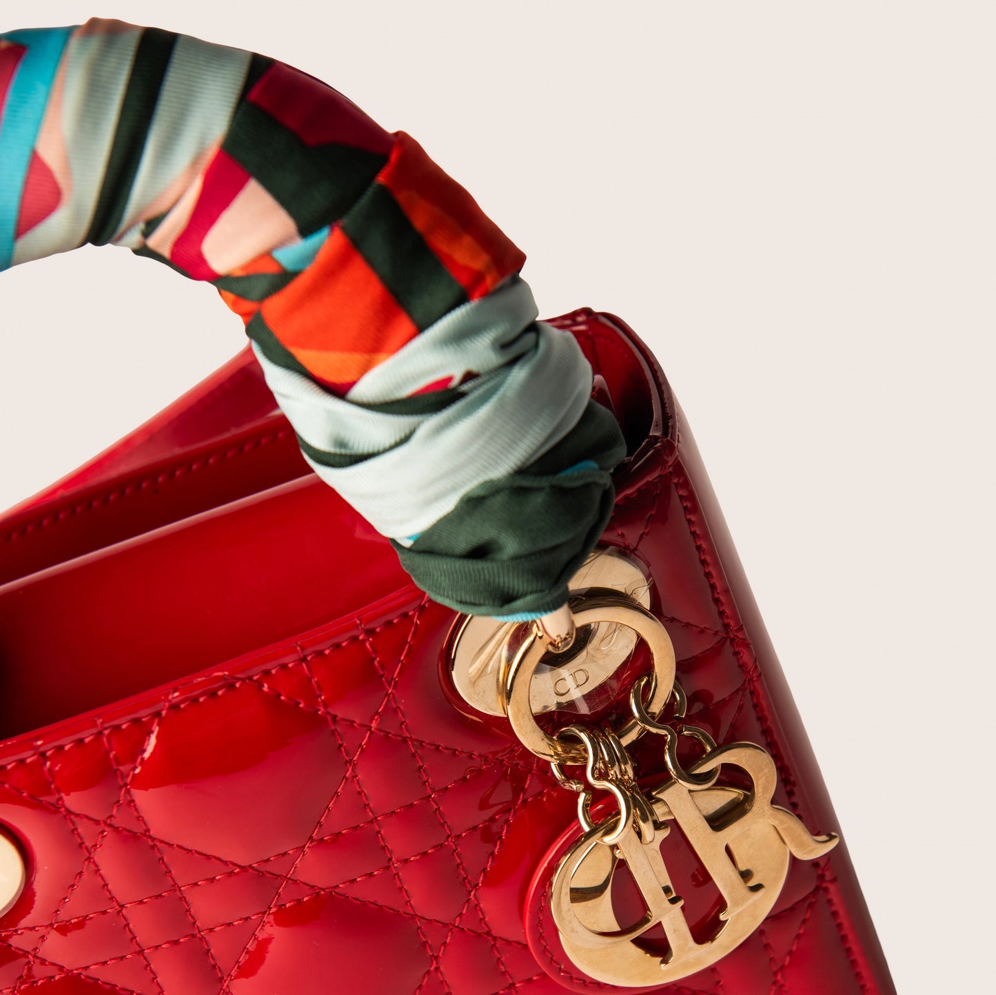 Christian Dior Patent Cannage Mini Lady Dior Red