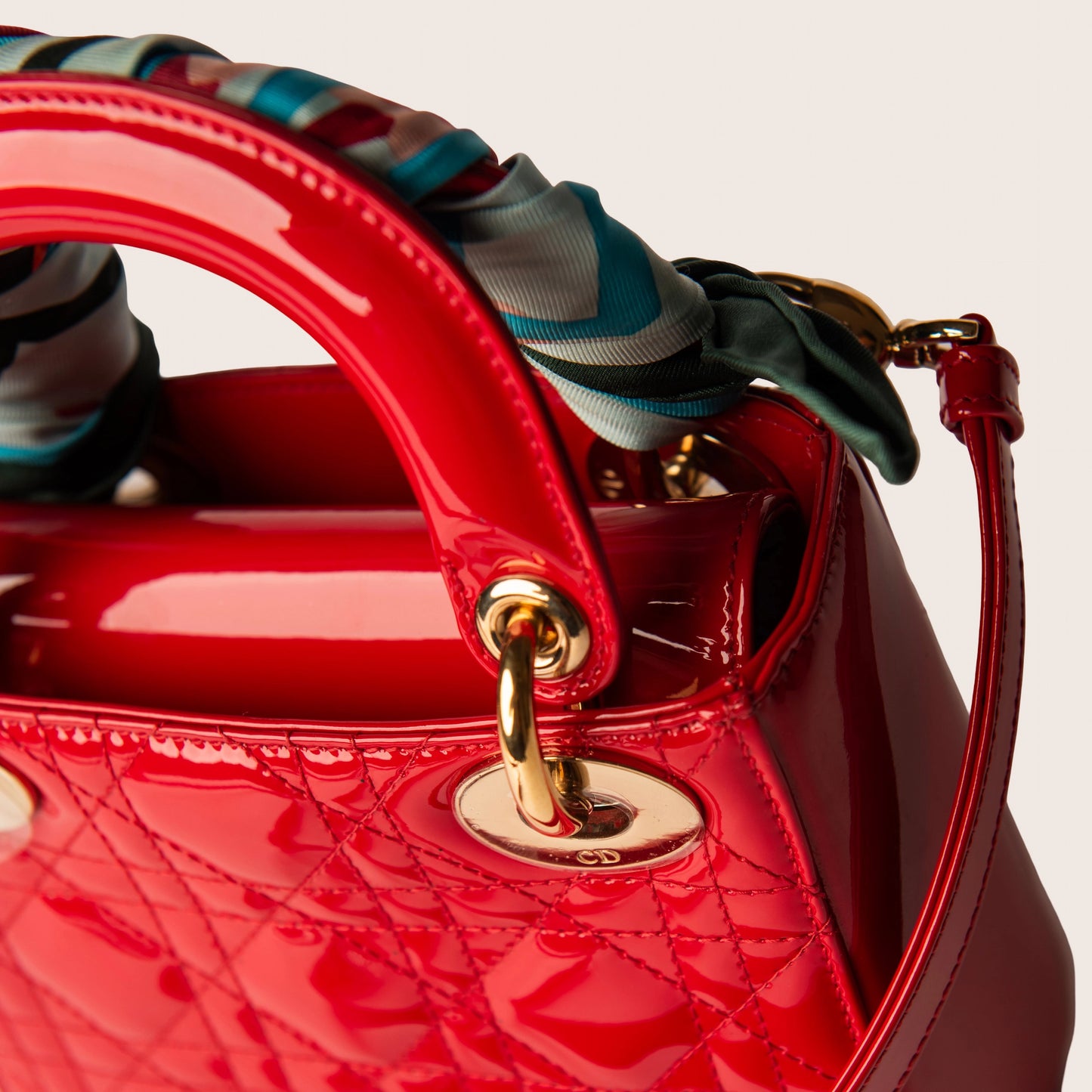 Christian Dior Patent Cannage Mini Lady Dior Red