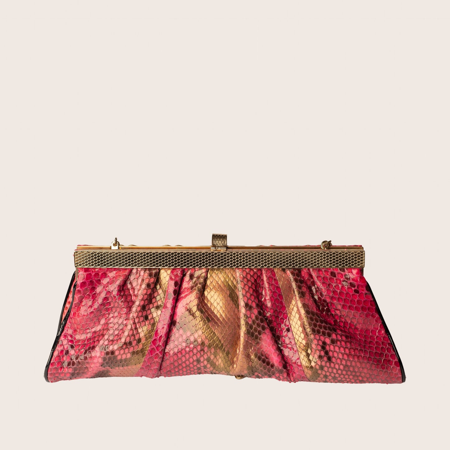 Roberto Cavalli Metallic Python Chain Clutch