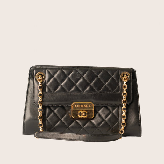 Chanel Black Quilted Leather Chic With Me Flap Shoulder Bag