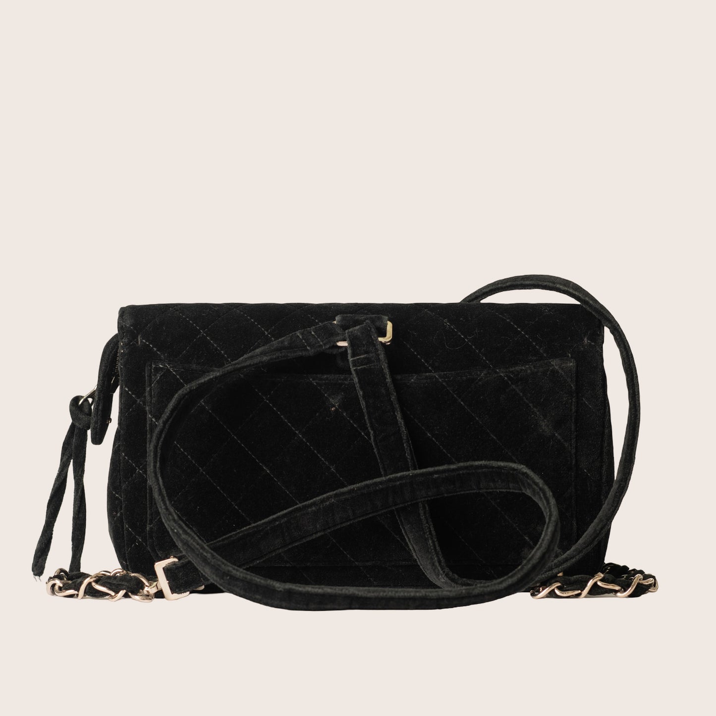 Chanel 1995 Black Velvet Quilted Flap Backpack