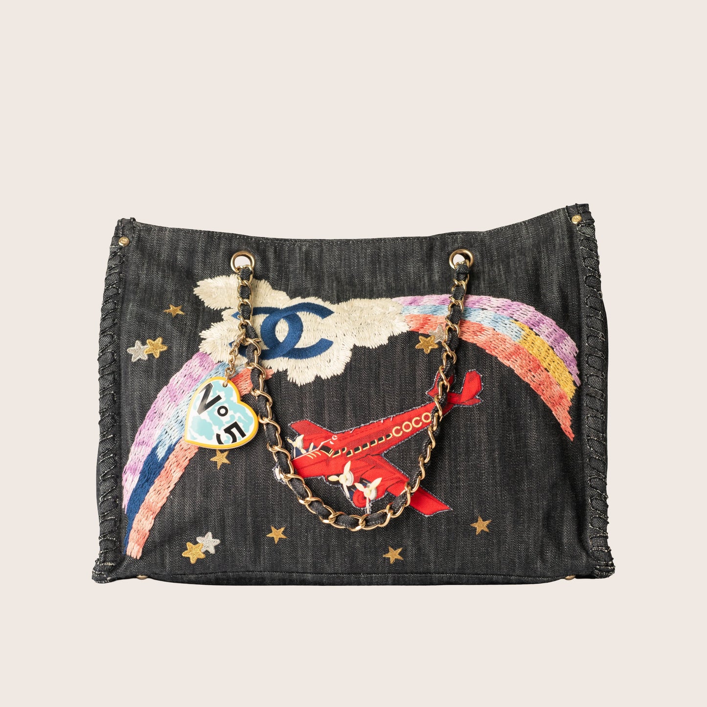 Chanel 2006 Airplane Denim Chain Tote