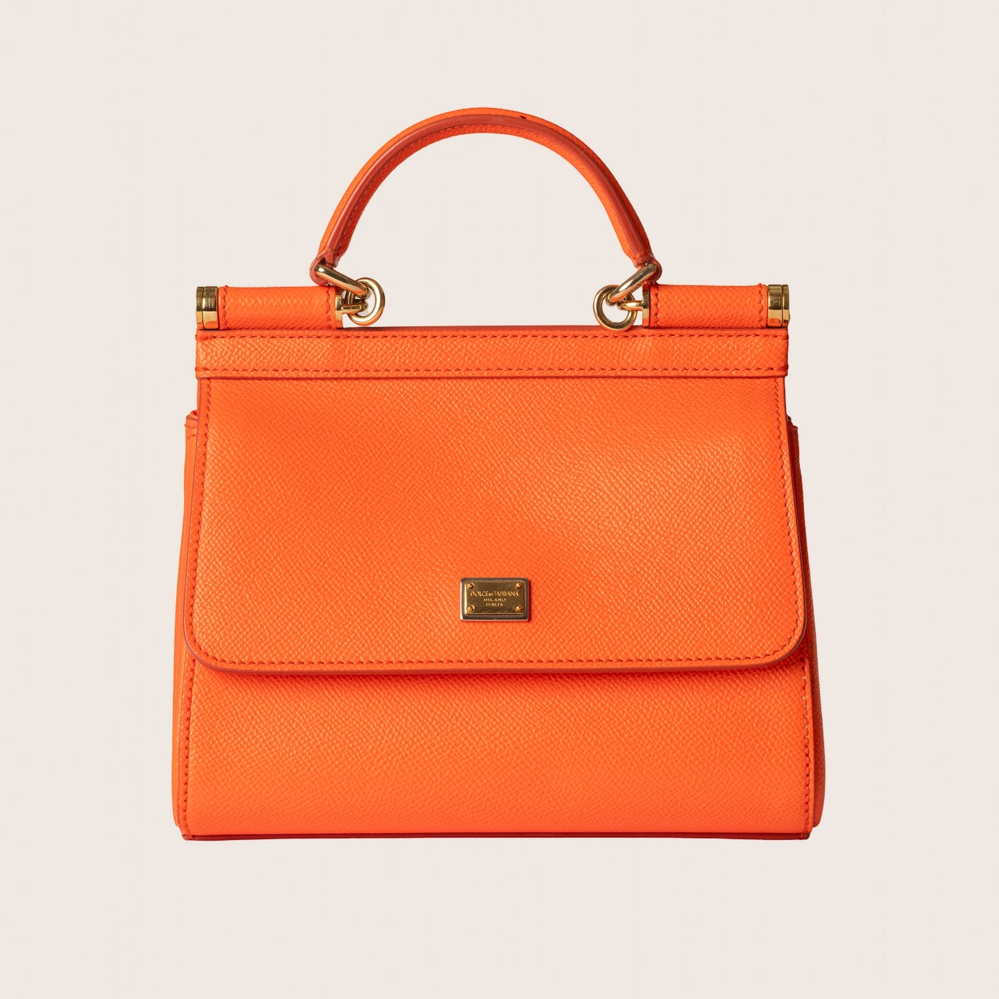 Dolce & Gabbana Sicily Medium Dauphine& Leather Bag – Orange