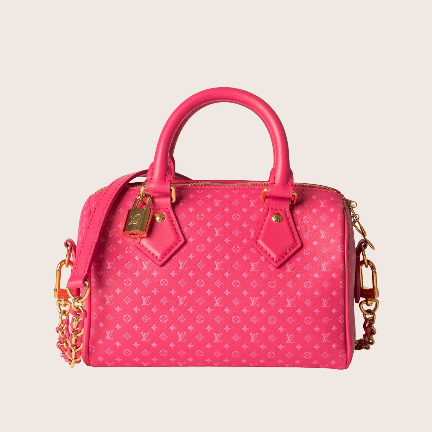 Louis Vuitton Rose Monogram Nanogram Speedy Bandoulière 20