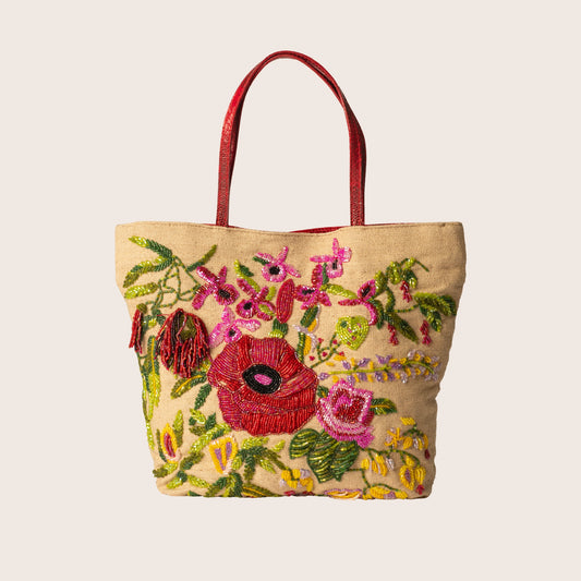 Valentino Leather-Trimmed Sequin Tote