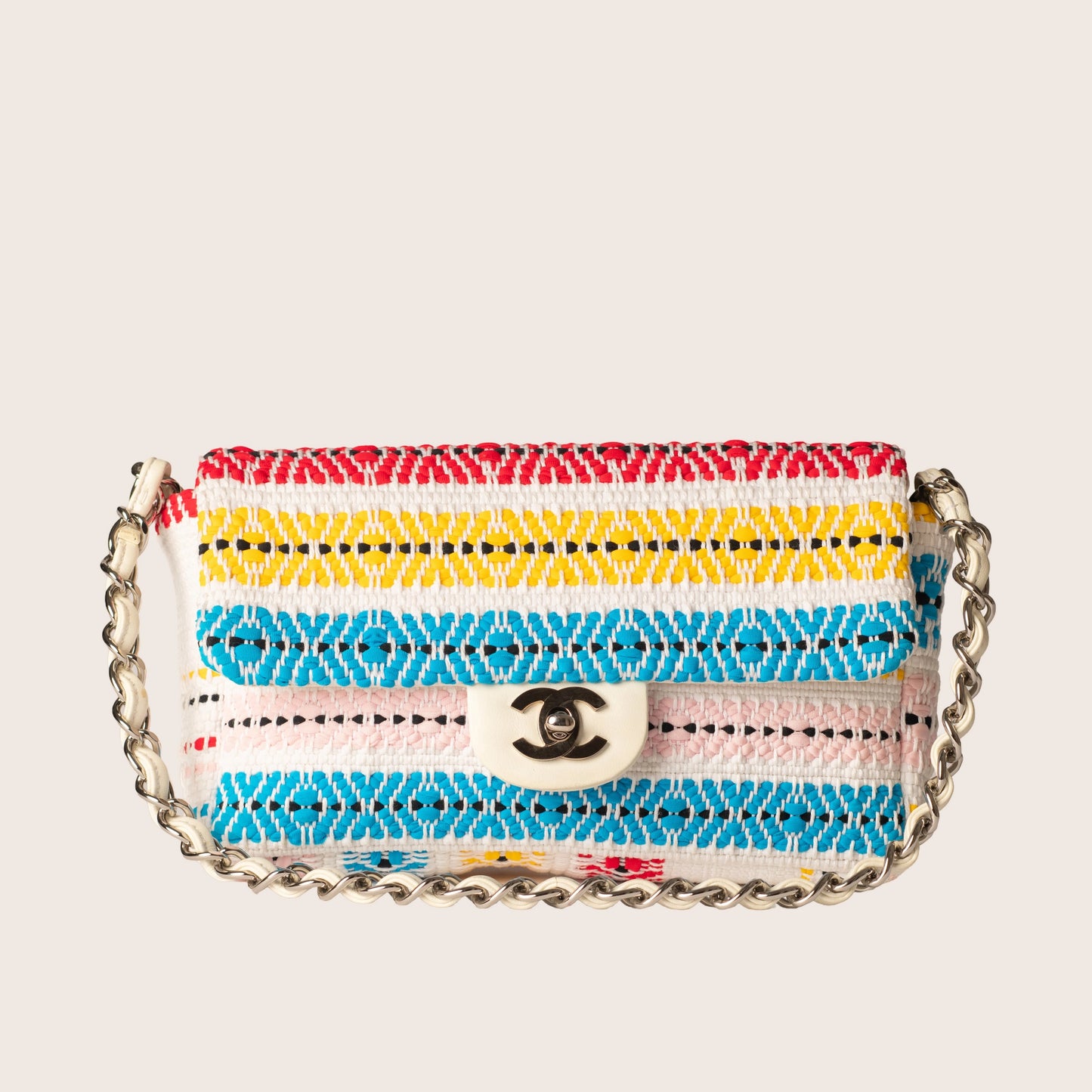 Chanel CC Chain Flap Tribal Print Woven Fabric