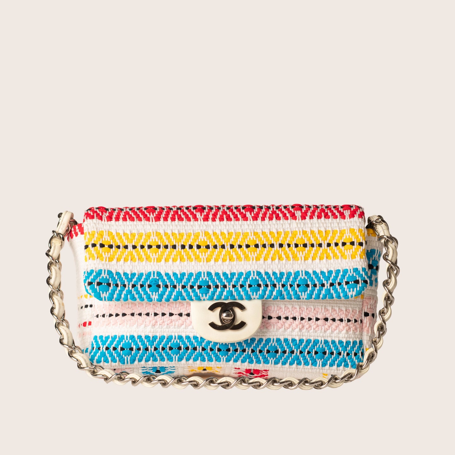 Chanel CC Chain Flap Tribal Print Woven Fabric