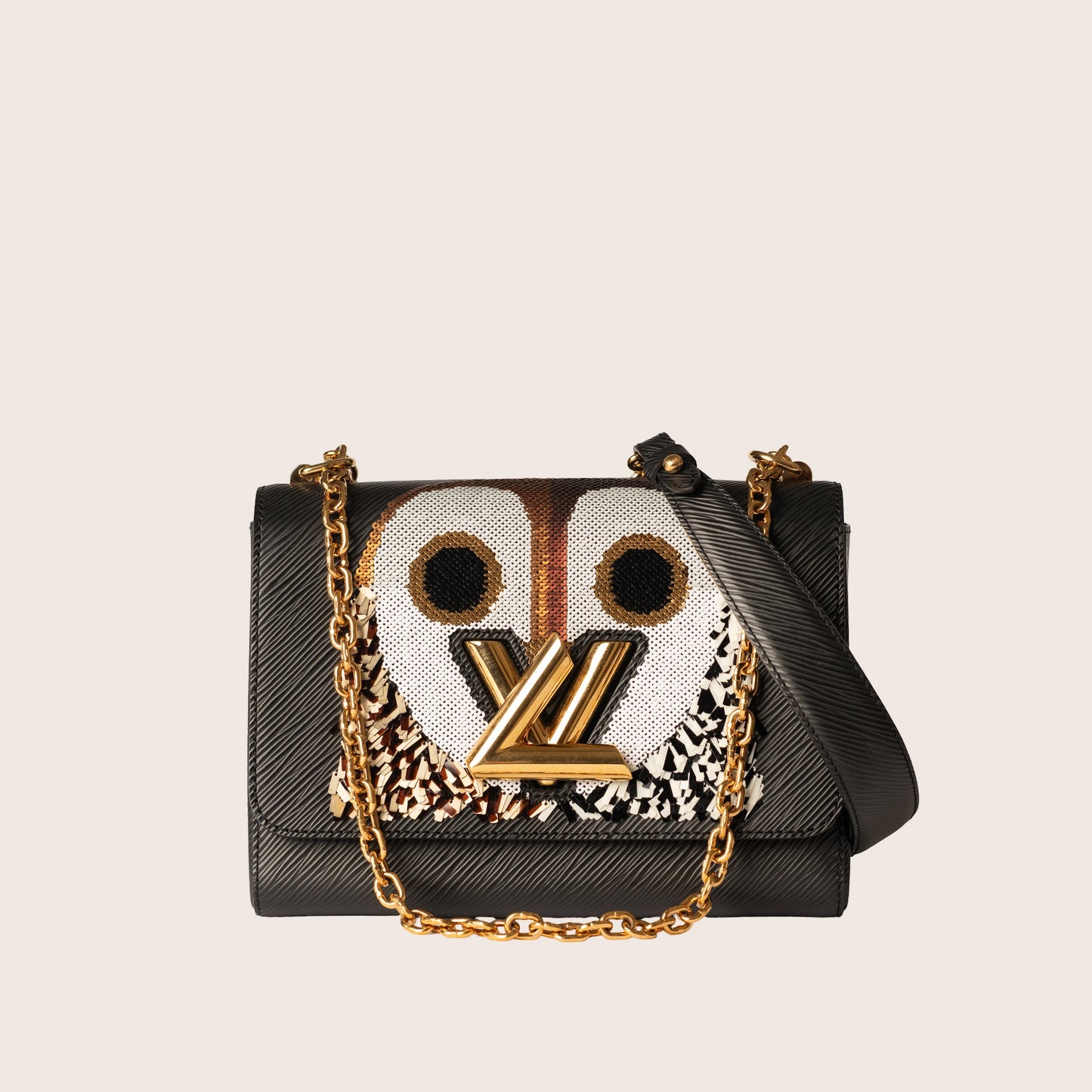 Louis Vuitton Black Epi Leather Sequin Owl MM Twist Bag