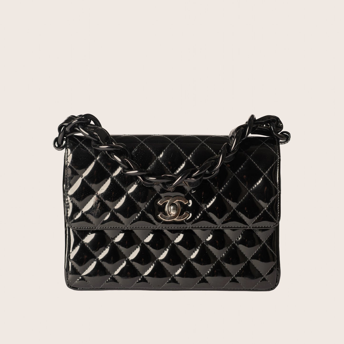 Chanel Vintage Resin Top Handle CC Flap Quilted Patent