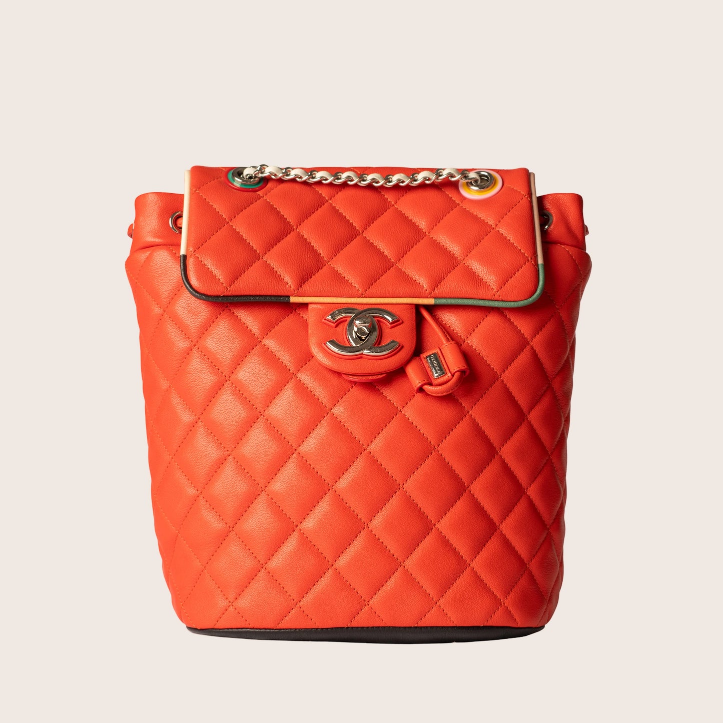 Chanel Red Quilted Leather CC Chain Backpack
