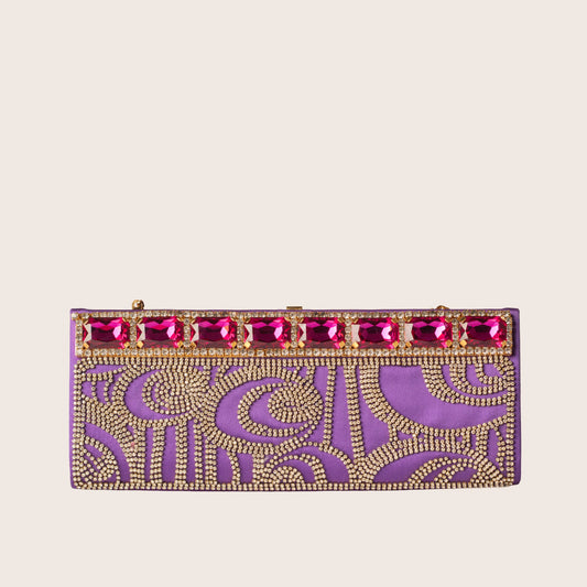 Valentino Purple Satin Clutch