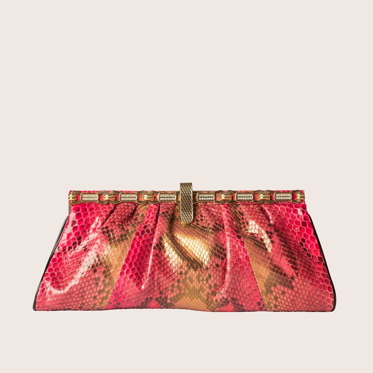 Roberto Cavalli Metallic Python Chain Clutch