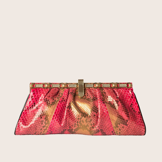 Roberto Cavalli Metallic Python Chain Clutch