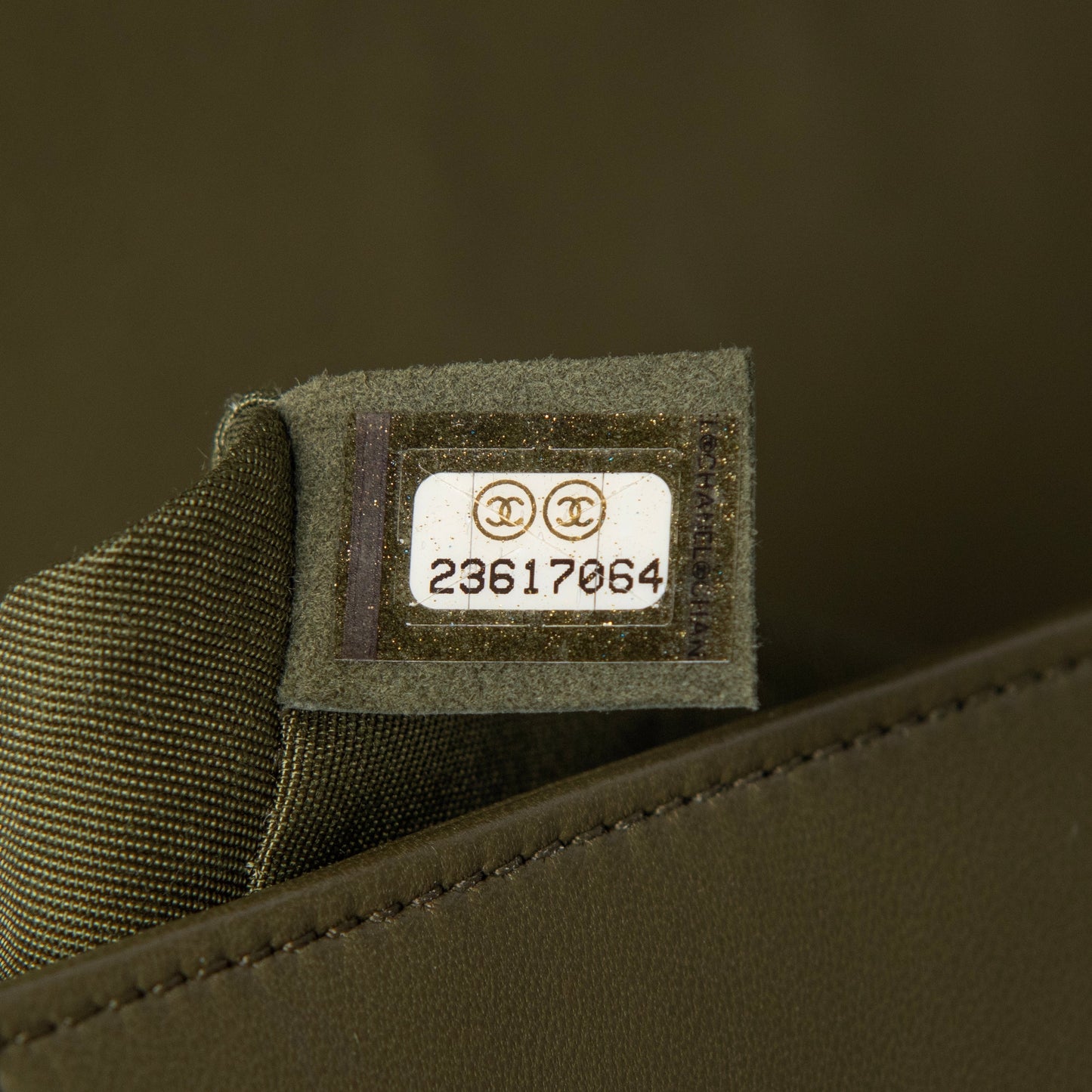Chanel Boy Bag Khaki Leather & Multicolor Tweed