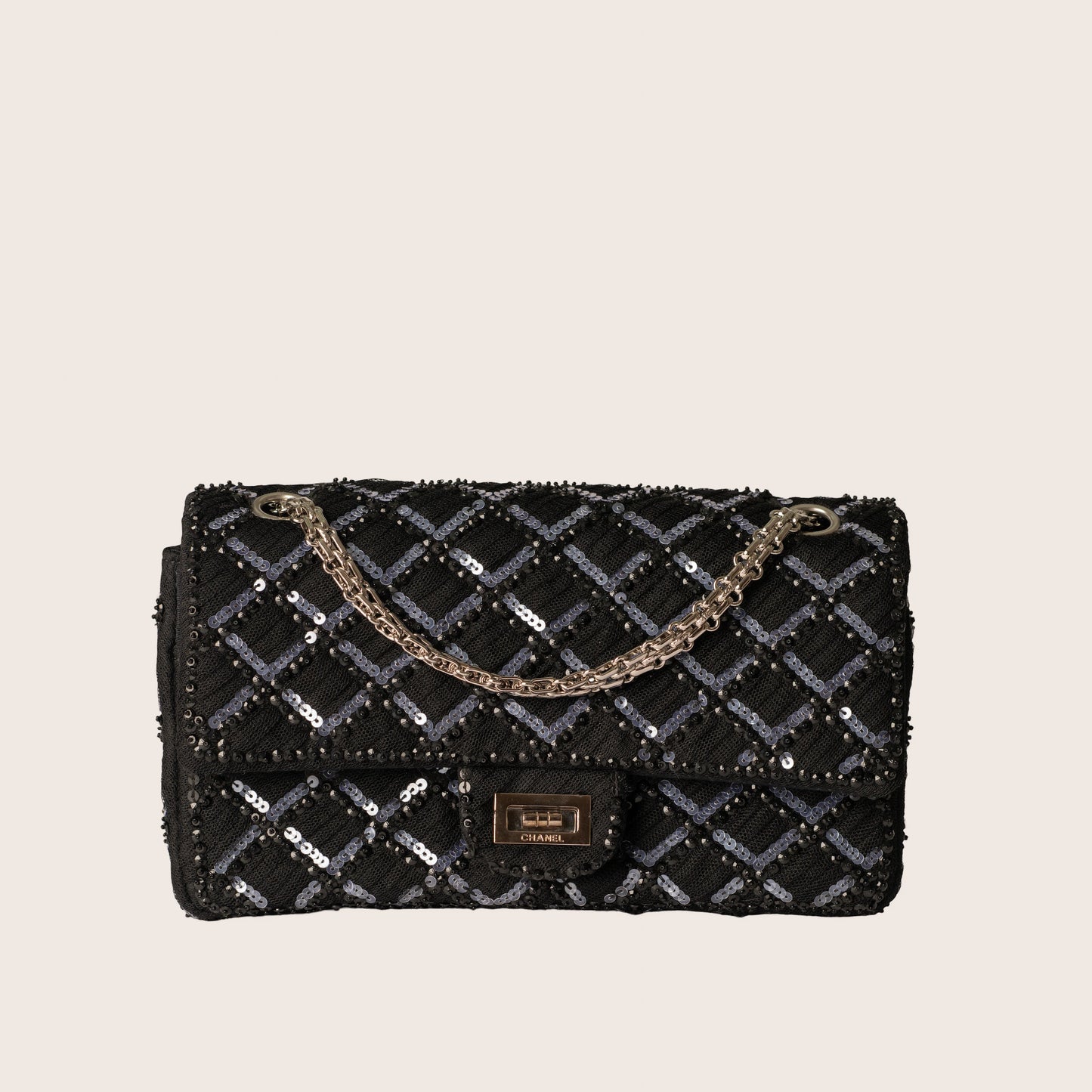 Chanel Reissue 2.55 Flap Bag in Black Sequin Tweed