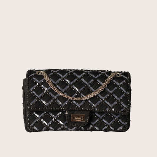 Chanel Reissue 2.55 Flap Bag in Black Sequin Tweed