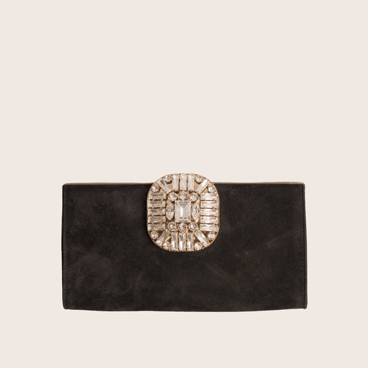 Jimmy Choo Black Leonis Suede Clutch Bag