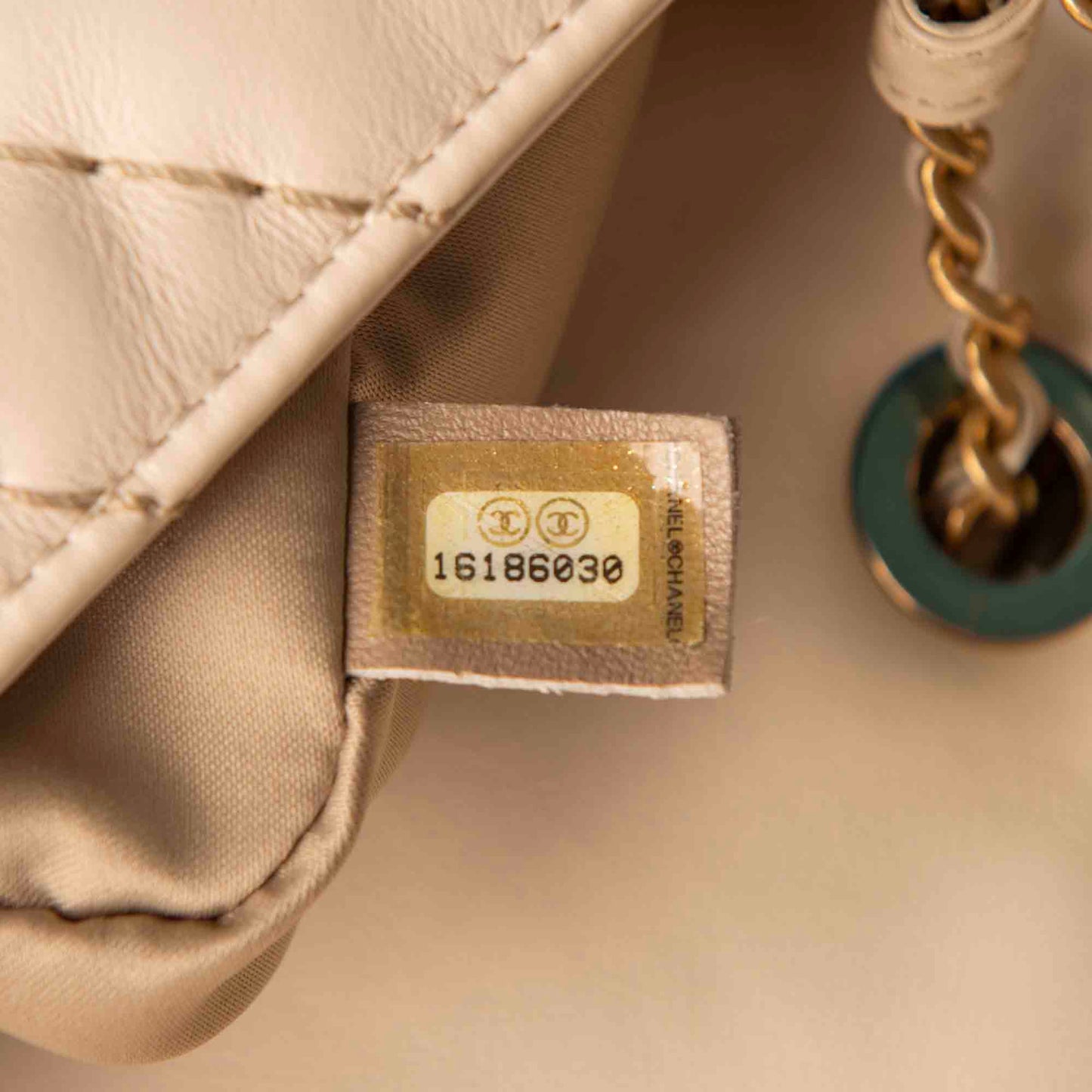 Chanel 22C Neutral Chevron Calfskin Small Classic Flap