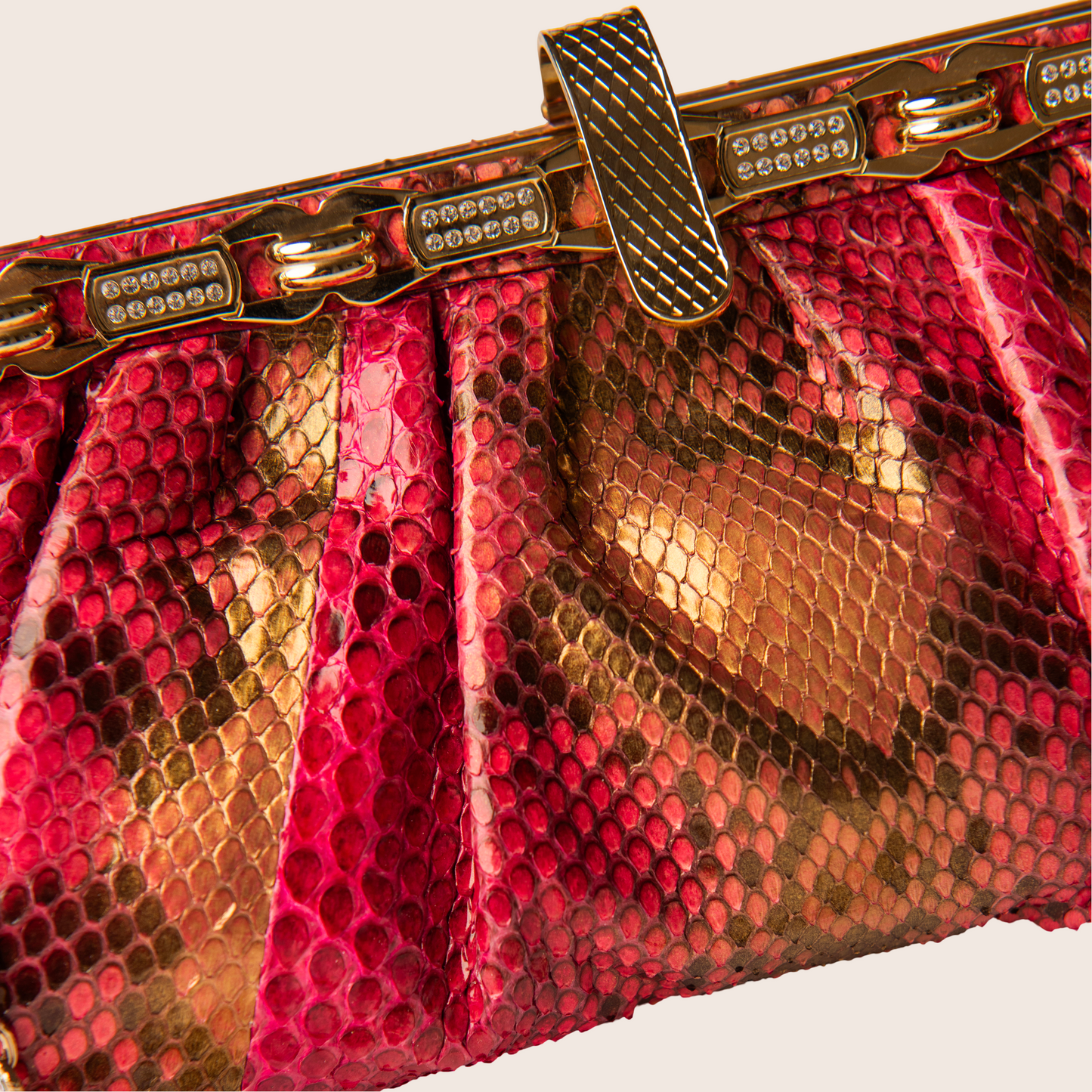 Roberto Cavalli Metallic Python Chain Clutch