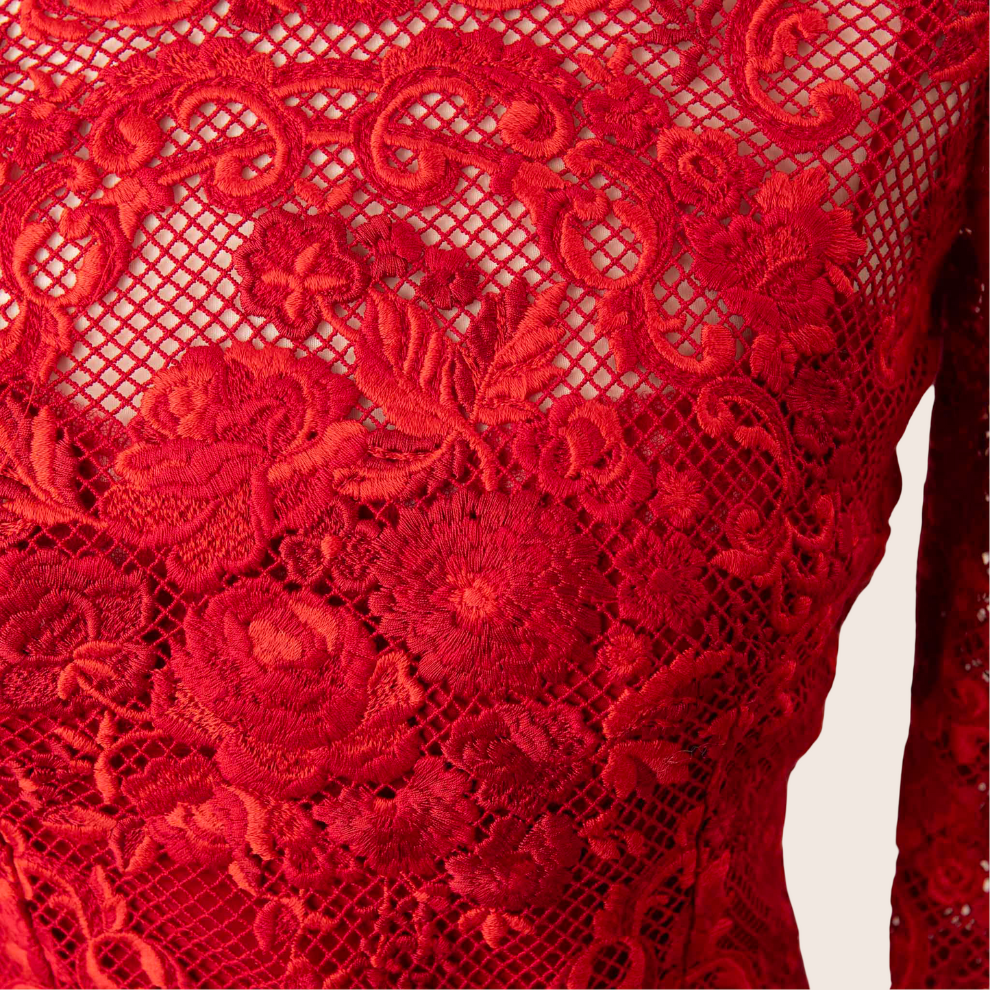 Dolce & Gabbana Red Lace Midi Dress