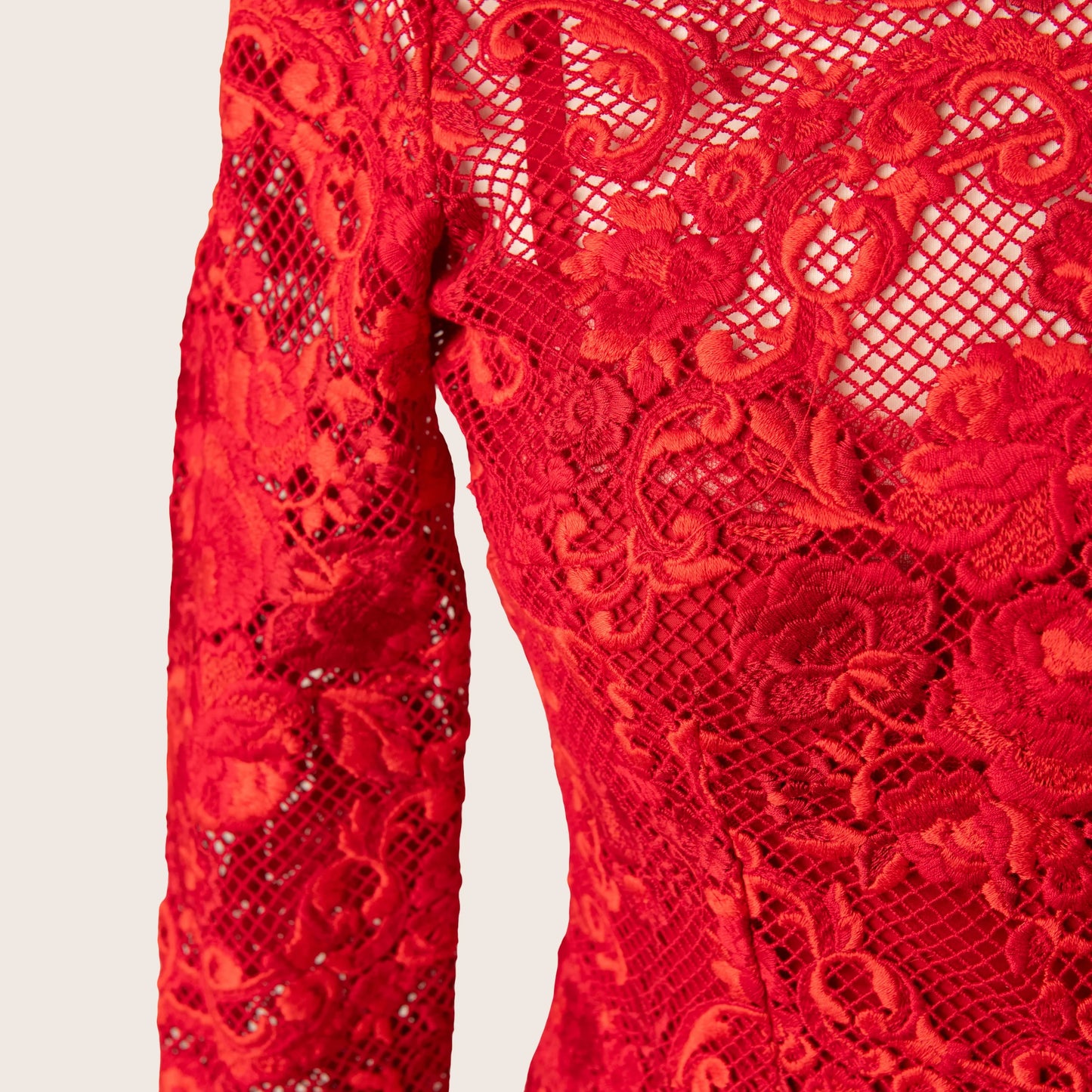Dolce & Gabbana Red Lace Midi Dress
