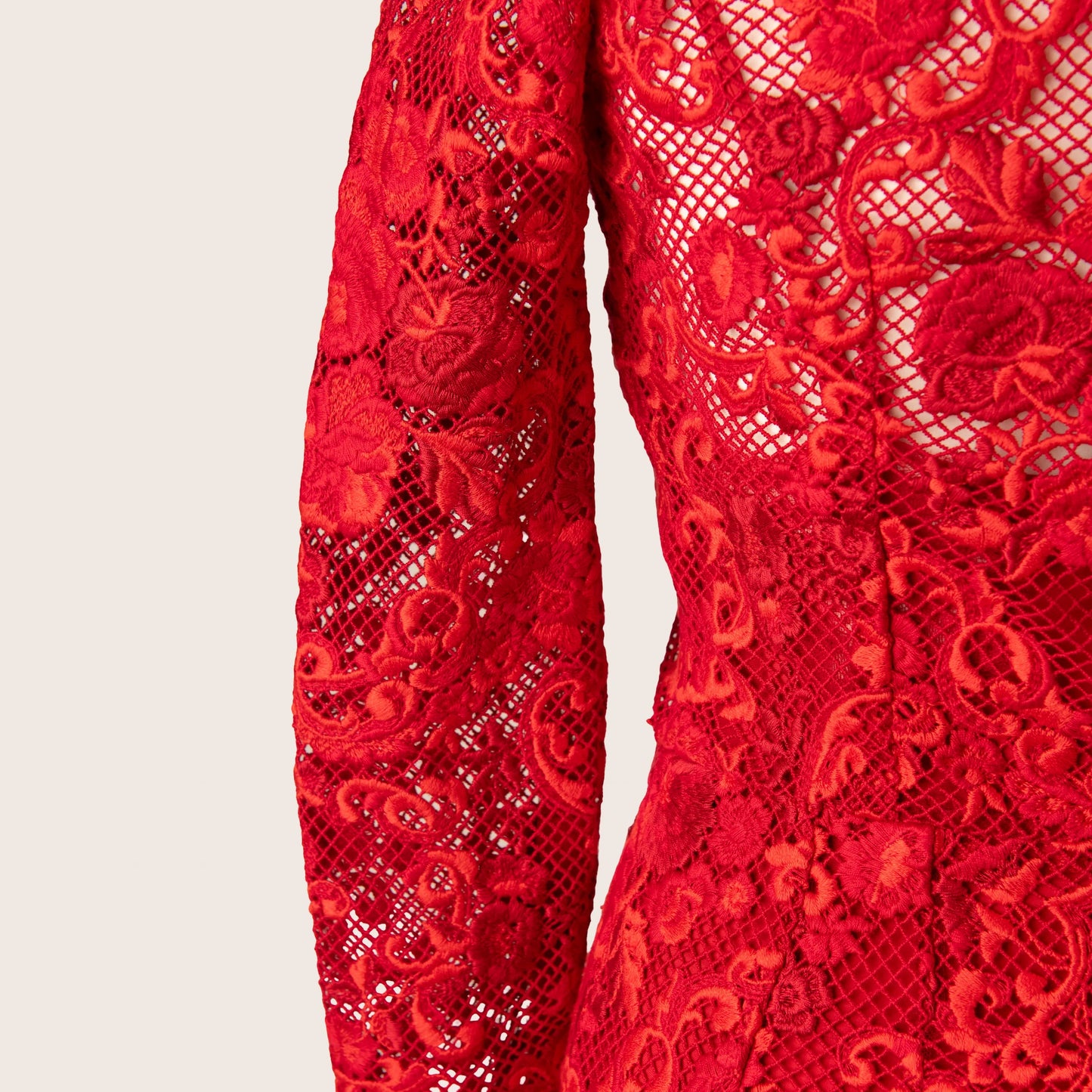 Dolce & Gabbana Red Lace Midi Dress