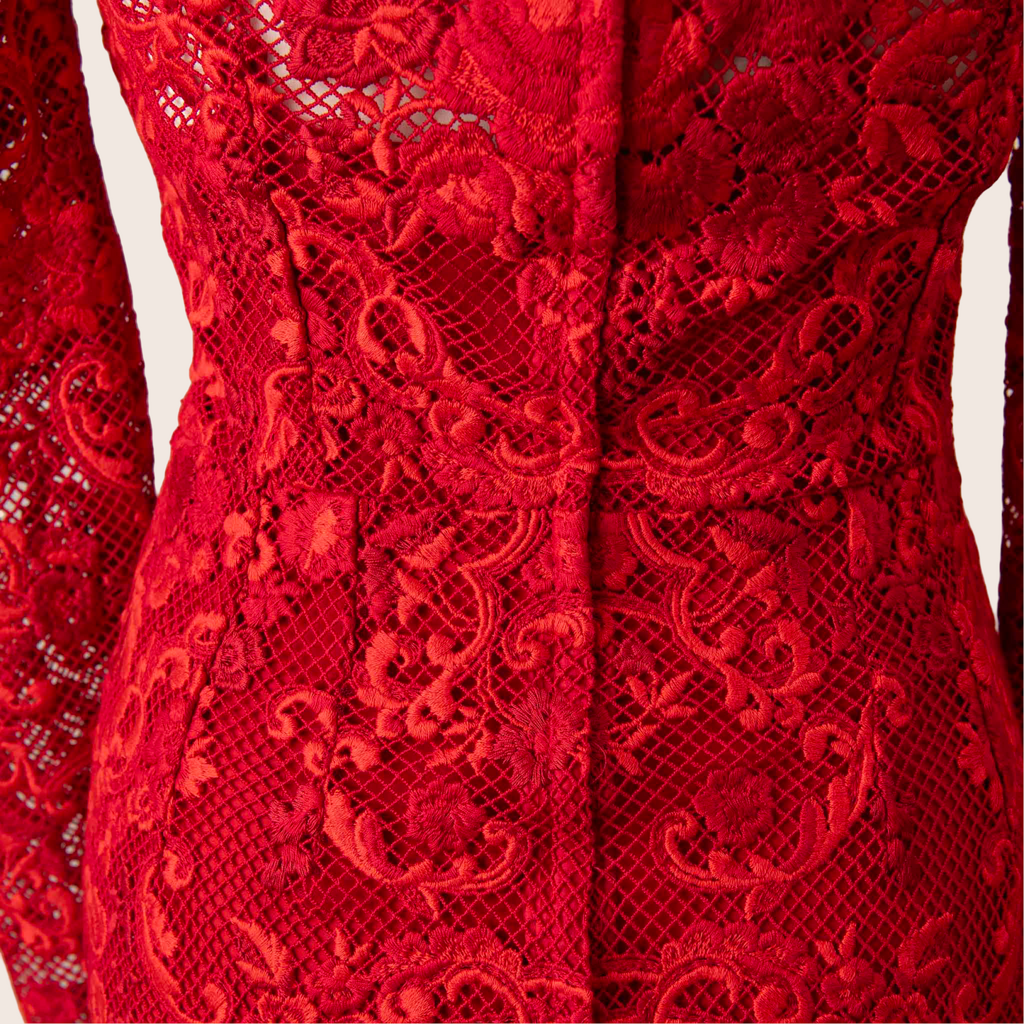 Dolce & Gabbana Red Lace Midi Dress
