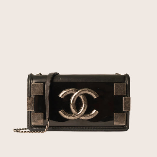 Chanel Black Leather & Plexiglass Boy Lego Brick Flap Bag