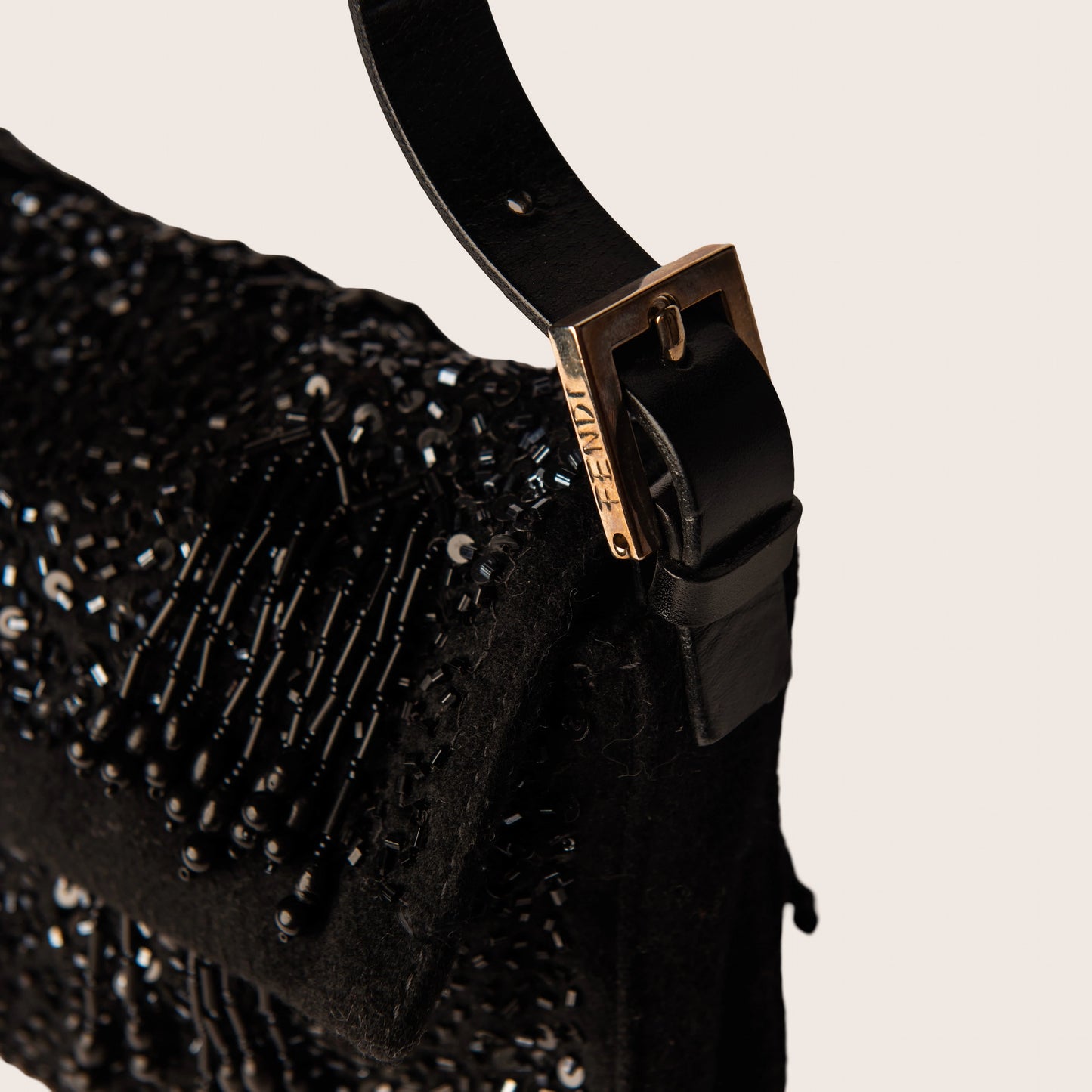 Fendi Baguette Black Sequin & Beaded Embellished Bag