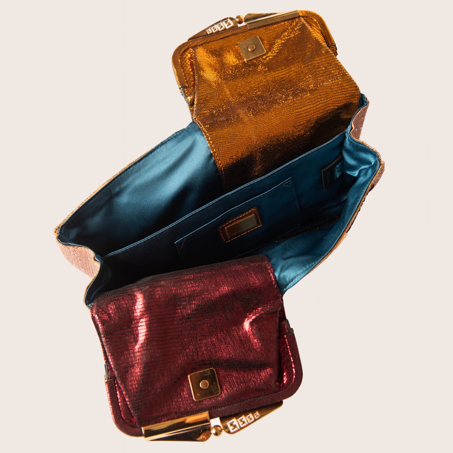 Fendi Flip Embroidered Canvas Clutch