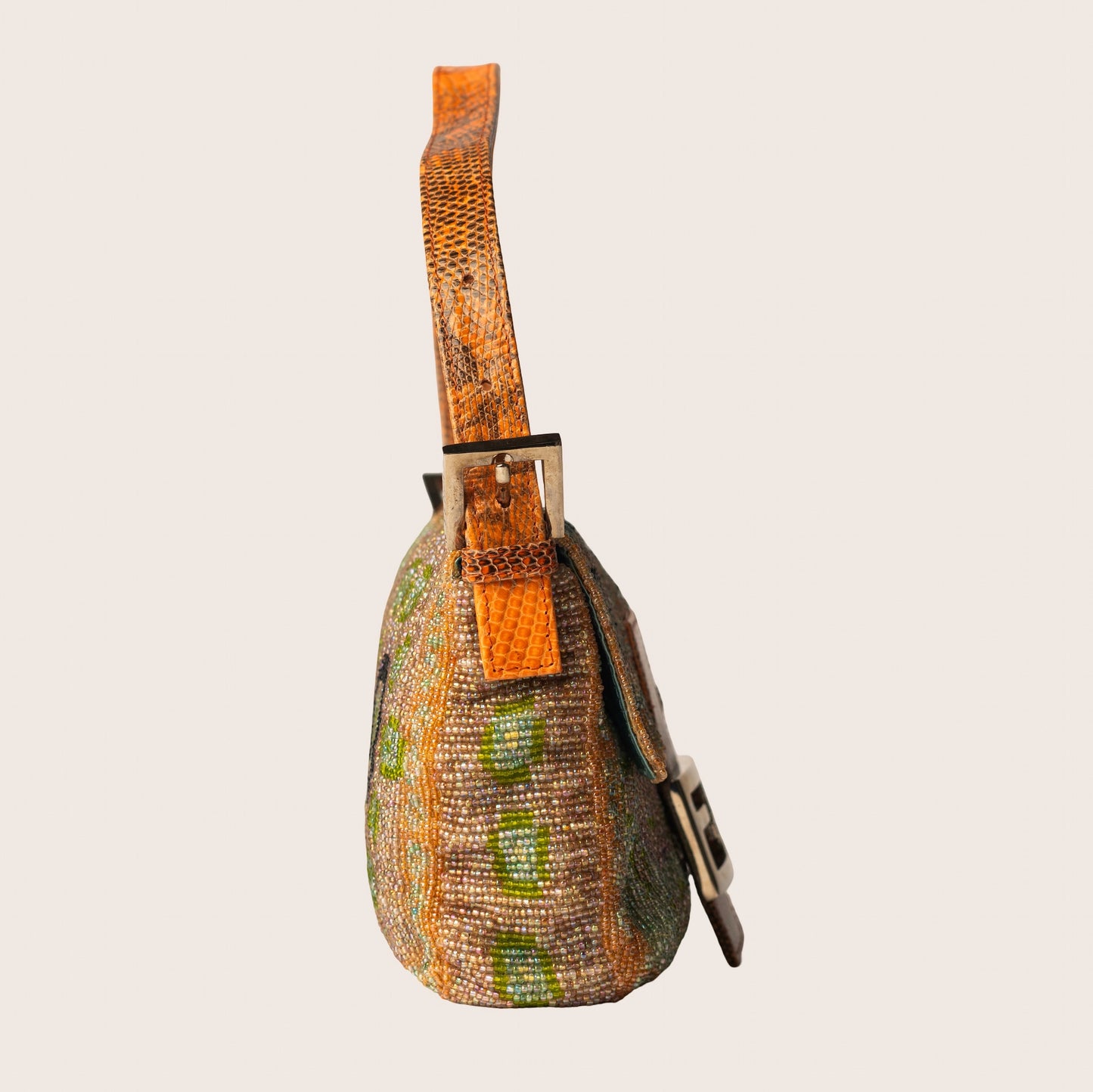 Fendi Lizard Beaded Baguette Multicolor