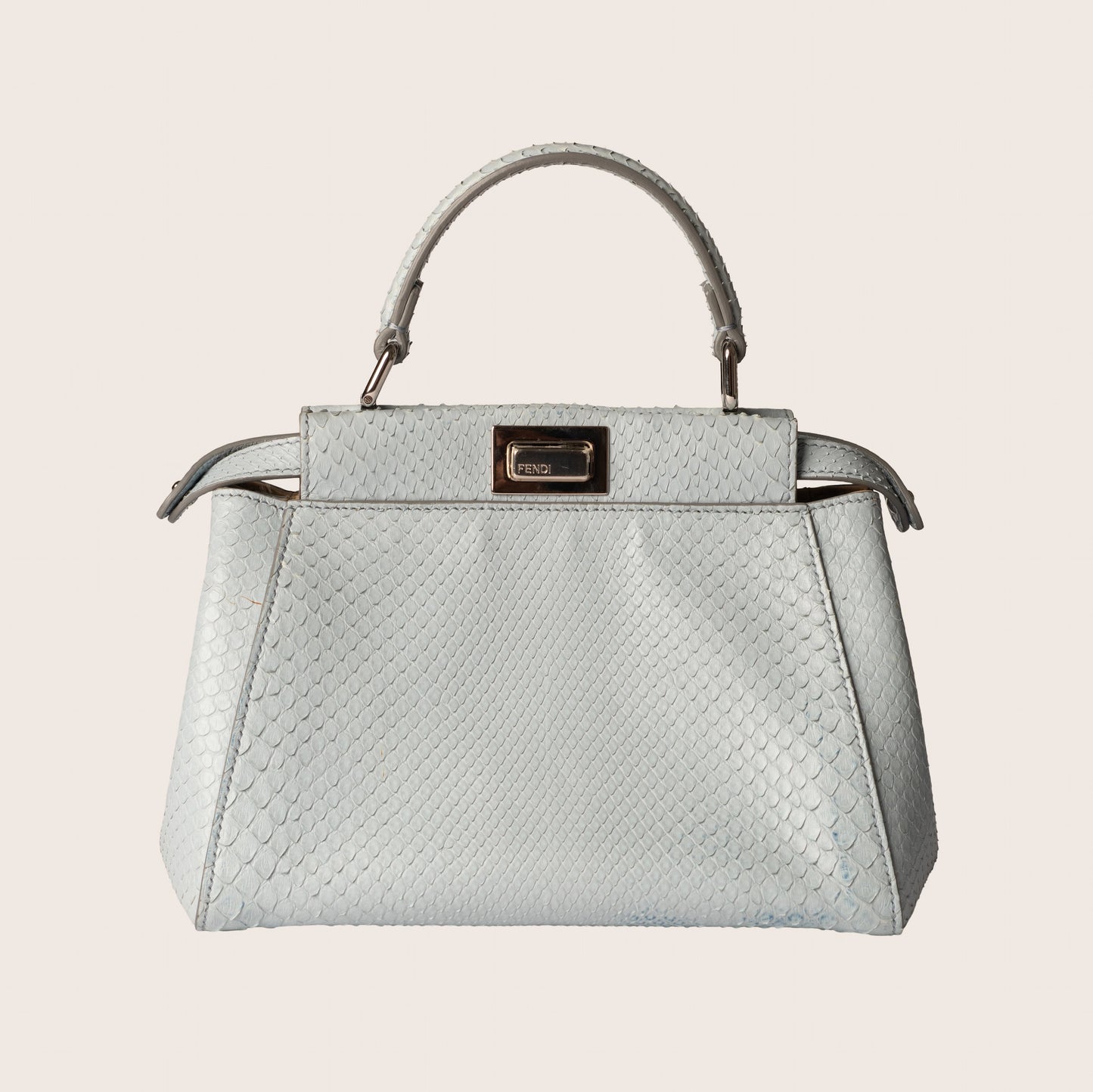 Fendi Mini Embroidered Python Peekaboo Handle Bag - Blue