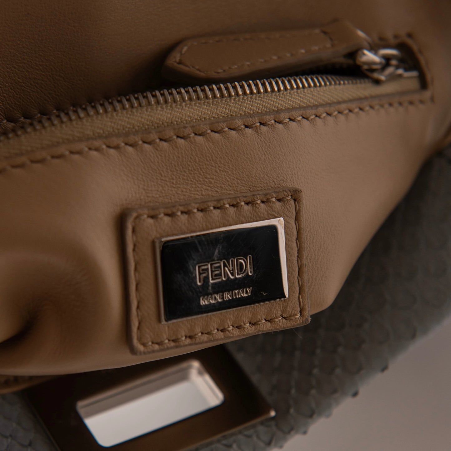 Fendi Mini Embroidered Python Peekaboo Handle Bag - Blue