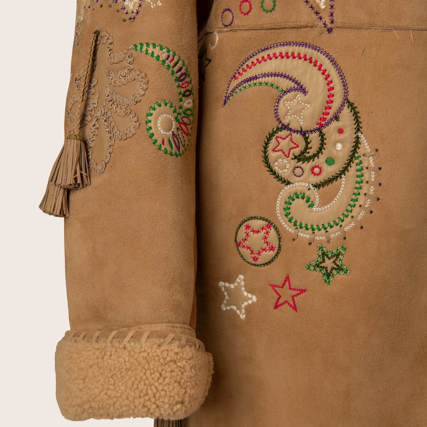 Versace Beige Embellished Suede Coat