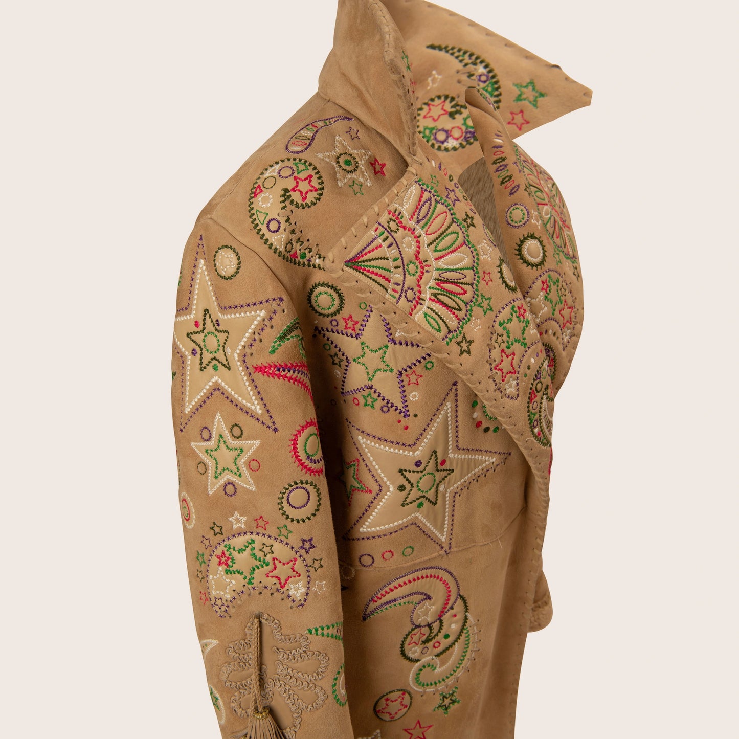 Versace Beige Embellished Suede Coat