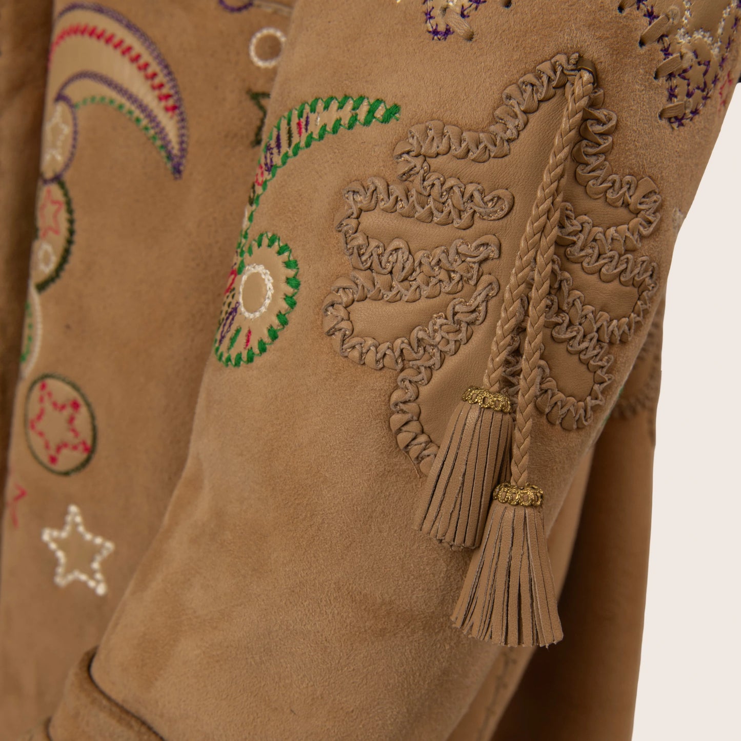 Versace Beige Embellished Suede Coat