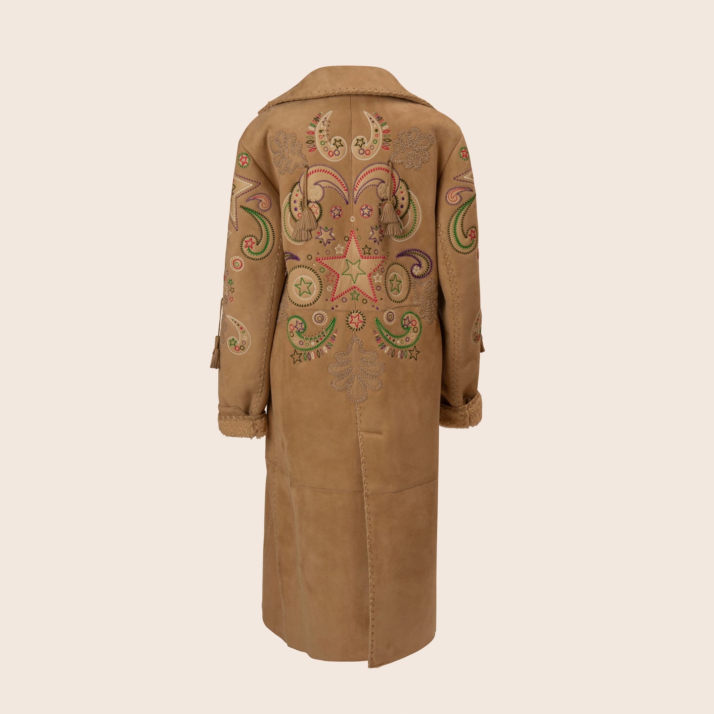 Versace Beige Embellished Suede Coat