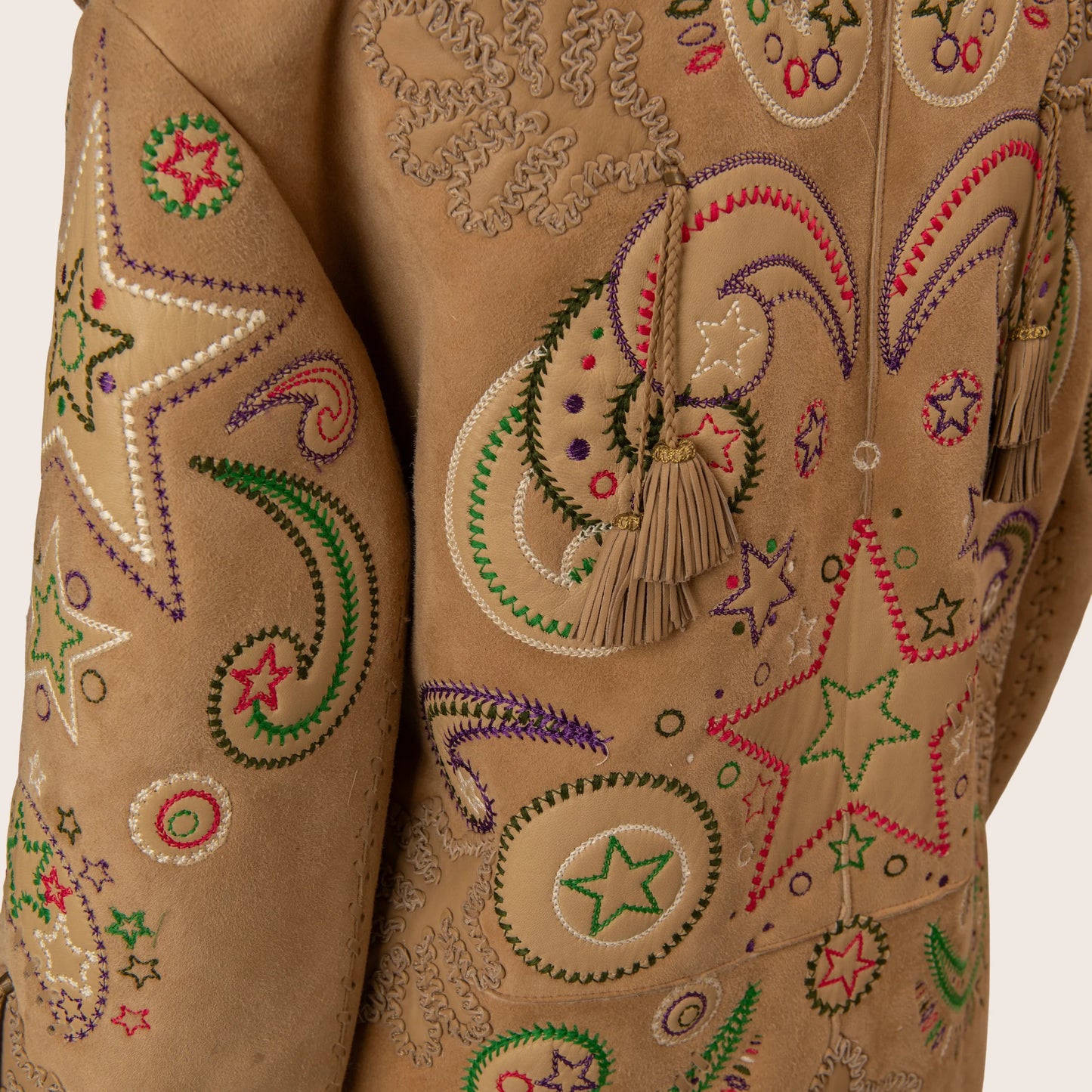 Versace Beige Embellished Suede Coat