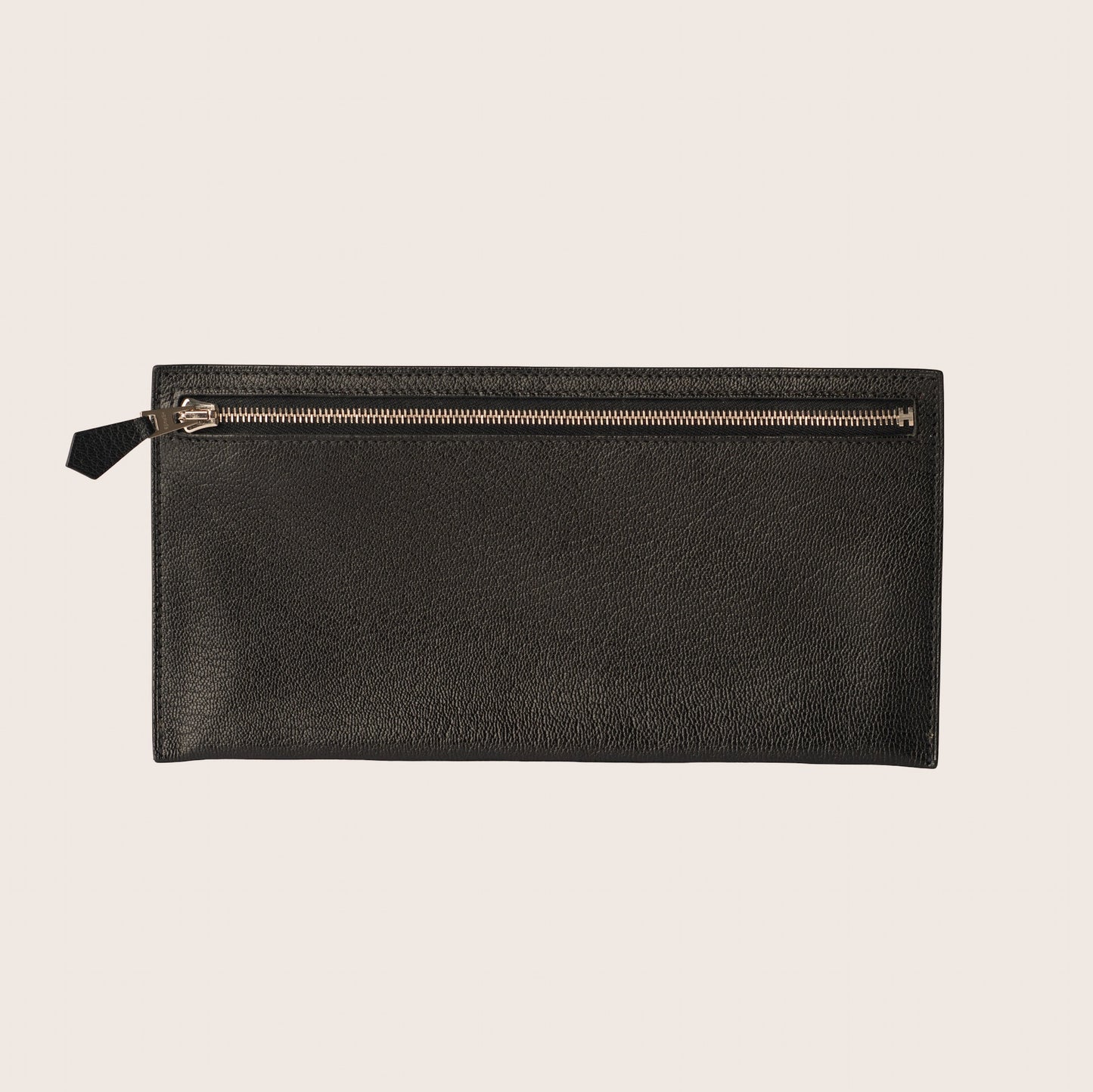 Hermès Black Leather Zip Pouch