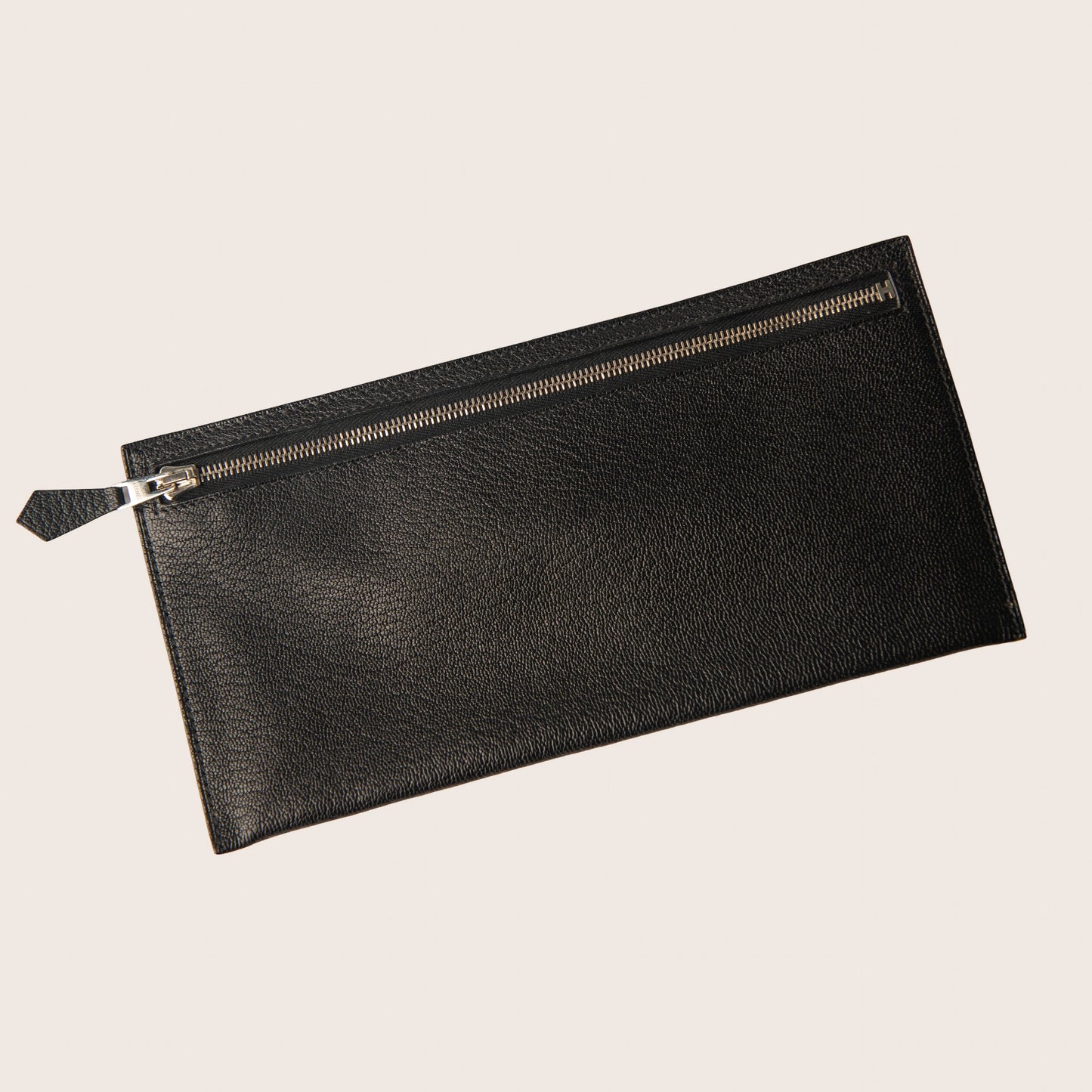 Hermès Black Leather Zip Pouch